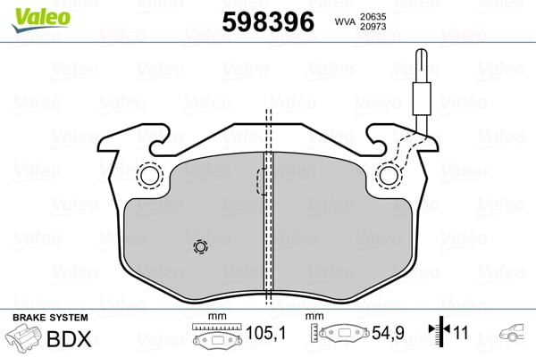 Kit Pastiglie Freno, Freno A Disco Valeo 598396