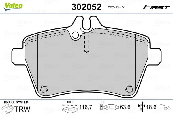 Valeo - Imbottiture Per Freni First - 302052 - Set Di 4 Imbottiture - Asse Anteriore - Completamente Dotato Di Accessori Montati.