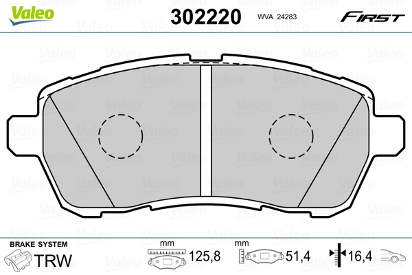 Valeo - Imbottiture Per Freni First - 302220 - Set Di 4 Imbottiture - Asse Anteriore - Completamente Dotato Di Accessori Montati.