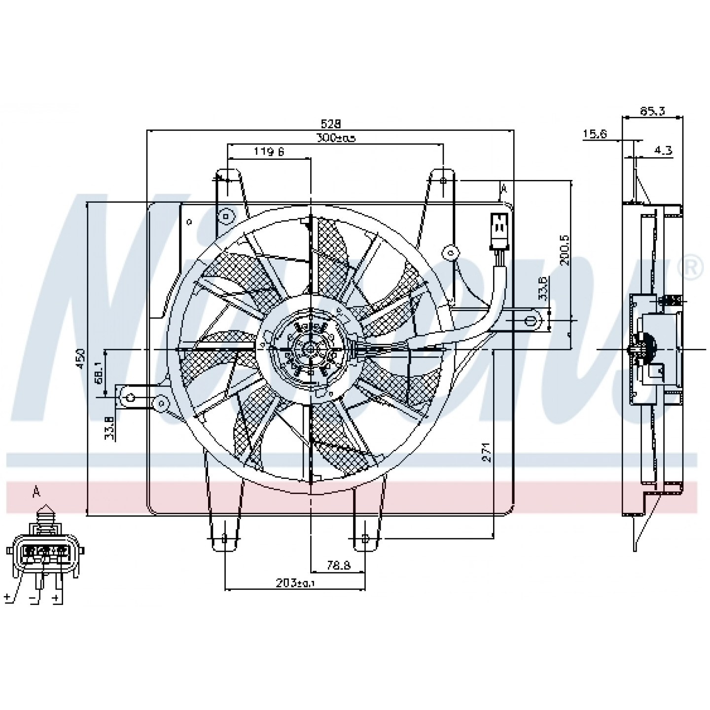 Ventola, Raffreddamento motore NISSENS 85290