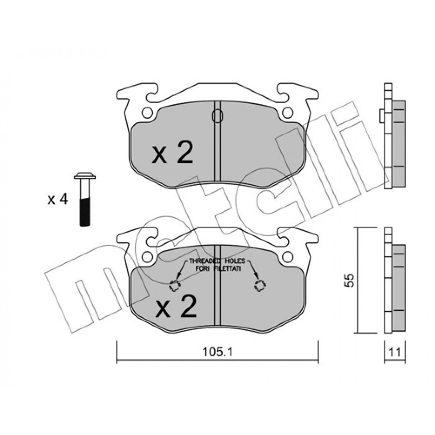 Metelli Kit Pastiglie Freno, Freno A Disco 22-0038-1