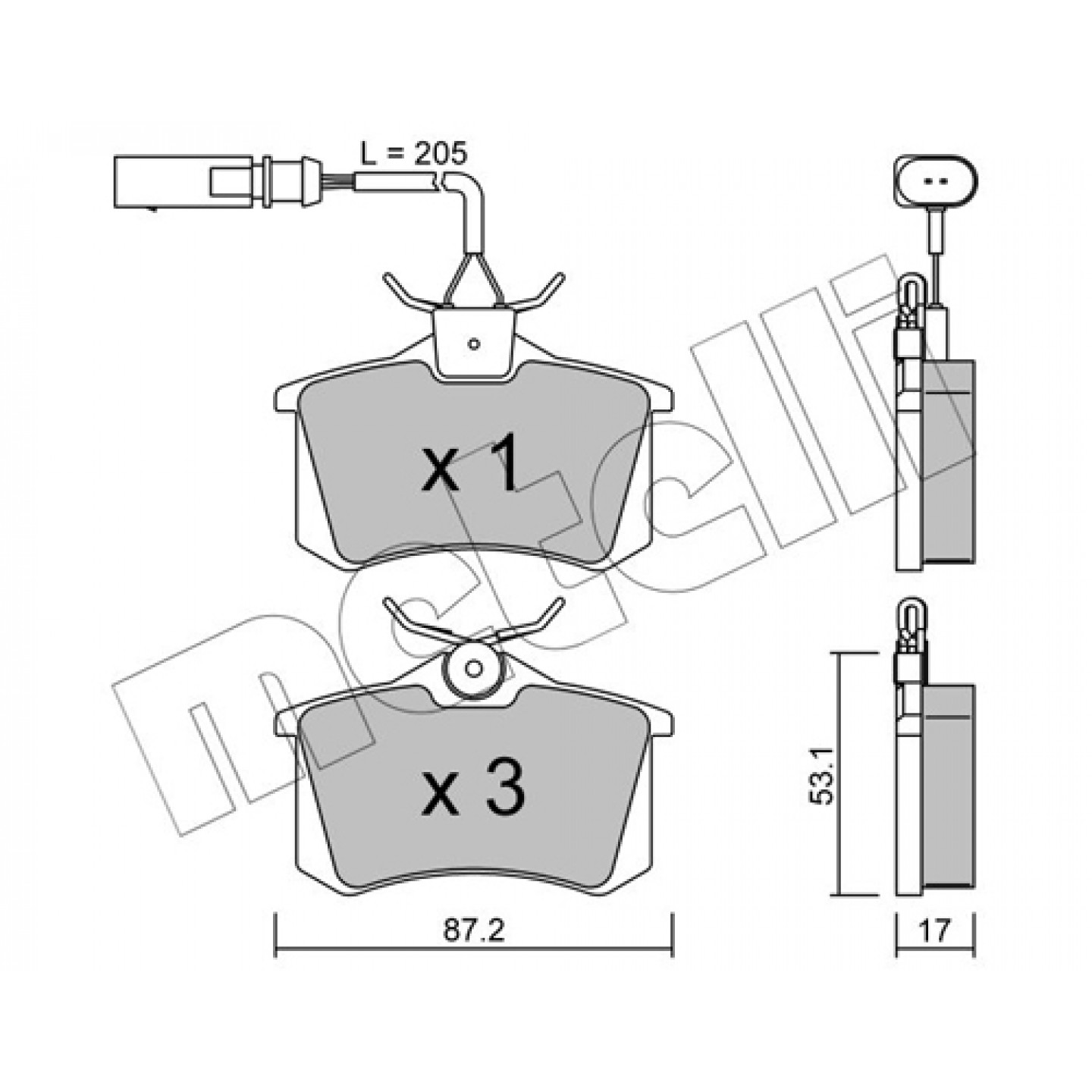 Metelli Kit Pastiglie Freno, Freno A Disco 22-0100-3