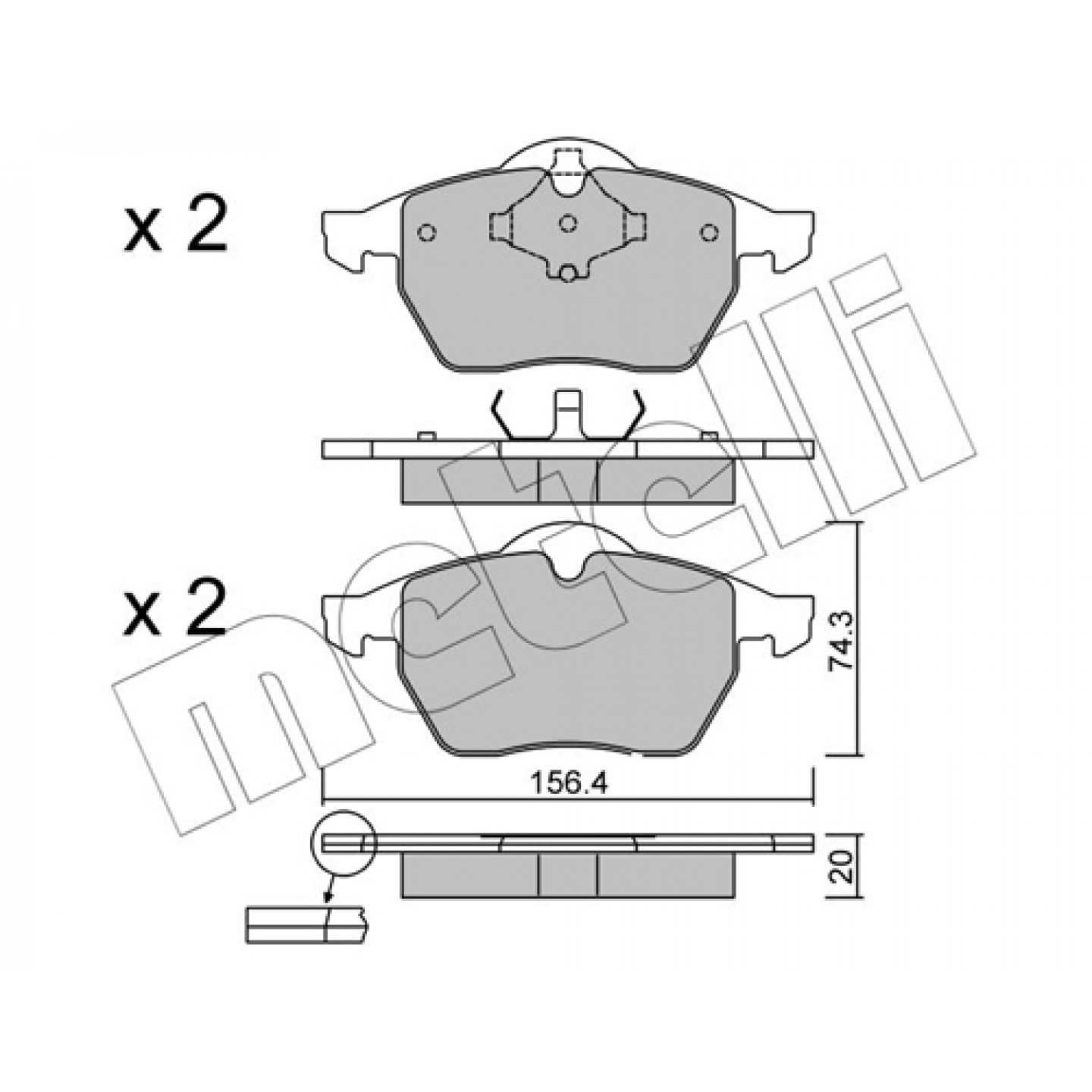 Metelli Kit Pastiglie Freno, Freno A Disco 22-0181-2