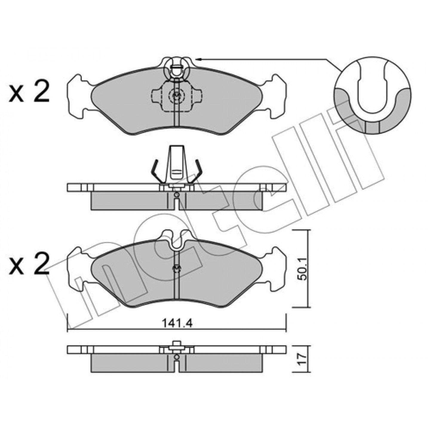 Bremsbelagsatz, Scheibenbremse METELLI 22-0571-0