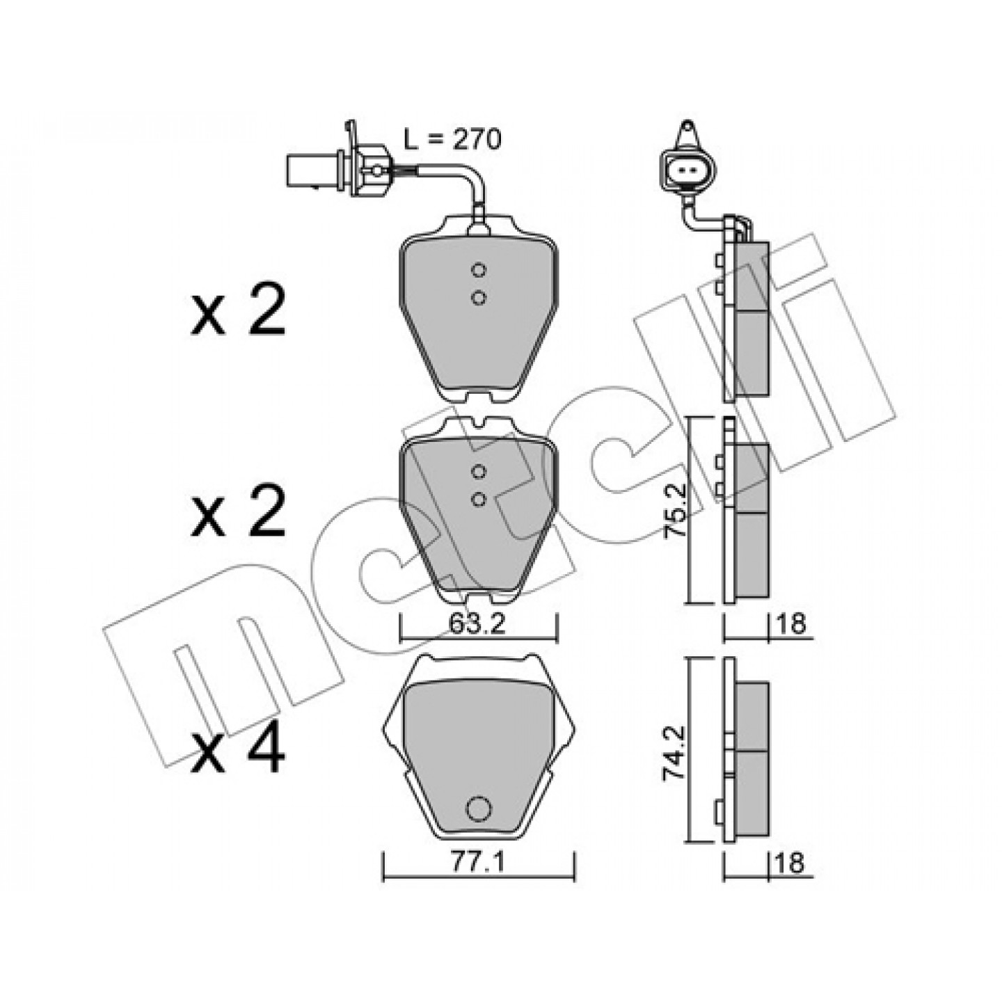 Metelli Kit Pastiglie Freno, Freno A Disco 22-0774-1