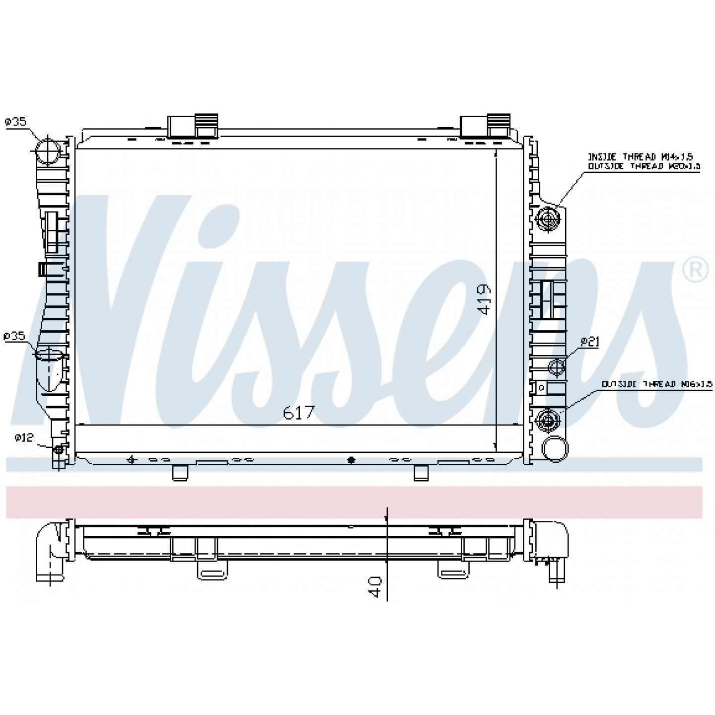 Radiatore, Raffreddamento motore NISSENS 62739A