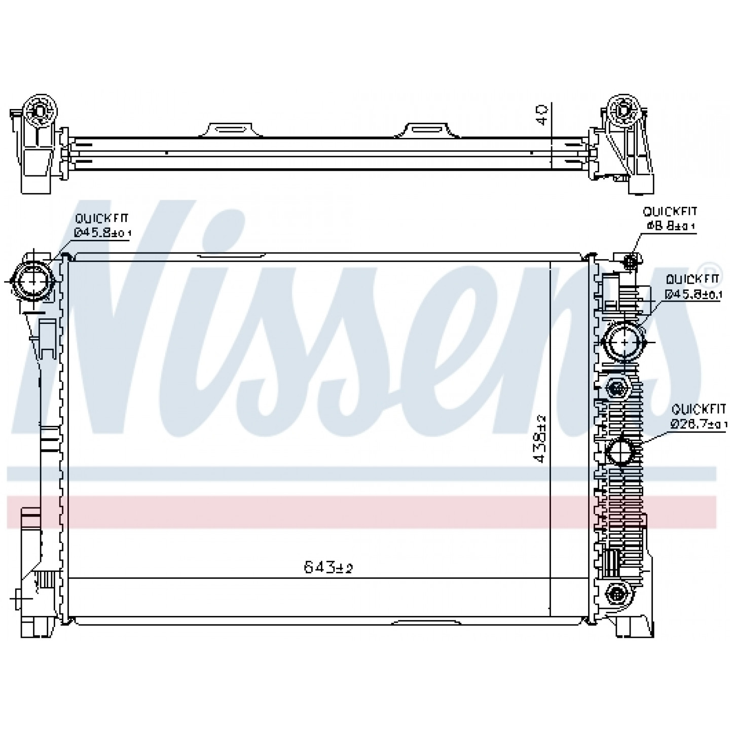 64762 NISSENS Radiatore motore Alluminio, 400 x 748 x 16 mm
