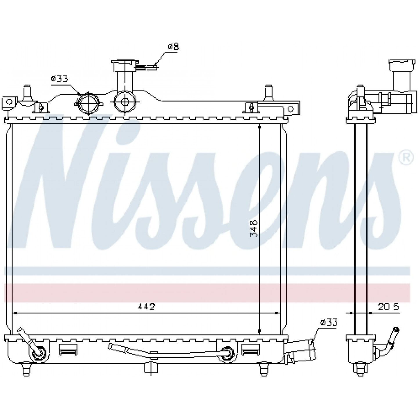 Nissens 63057: Radiatore Motore Alta Efficienza per Opel 2.0 Turbo