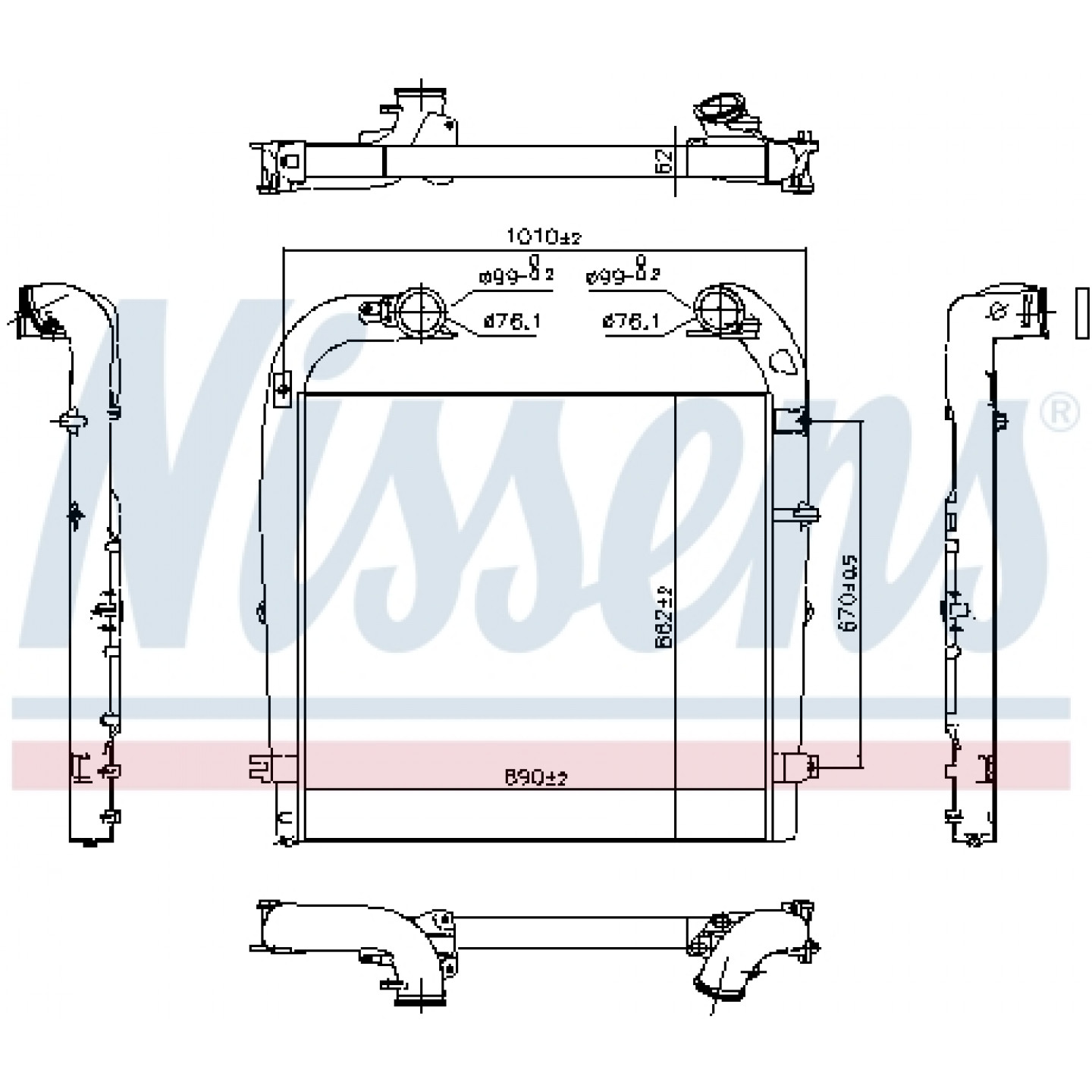 Intercooler, inlaatluchtkoeler NISSENS 961154