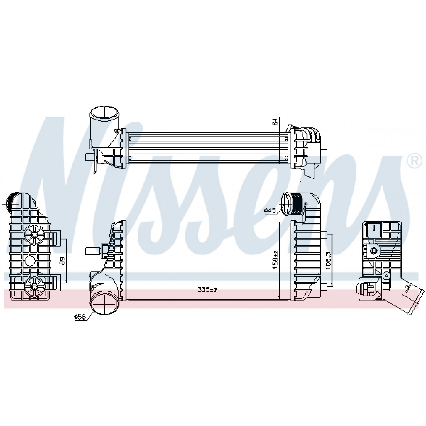 Intercooler, carregador NISSENS 96221