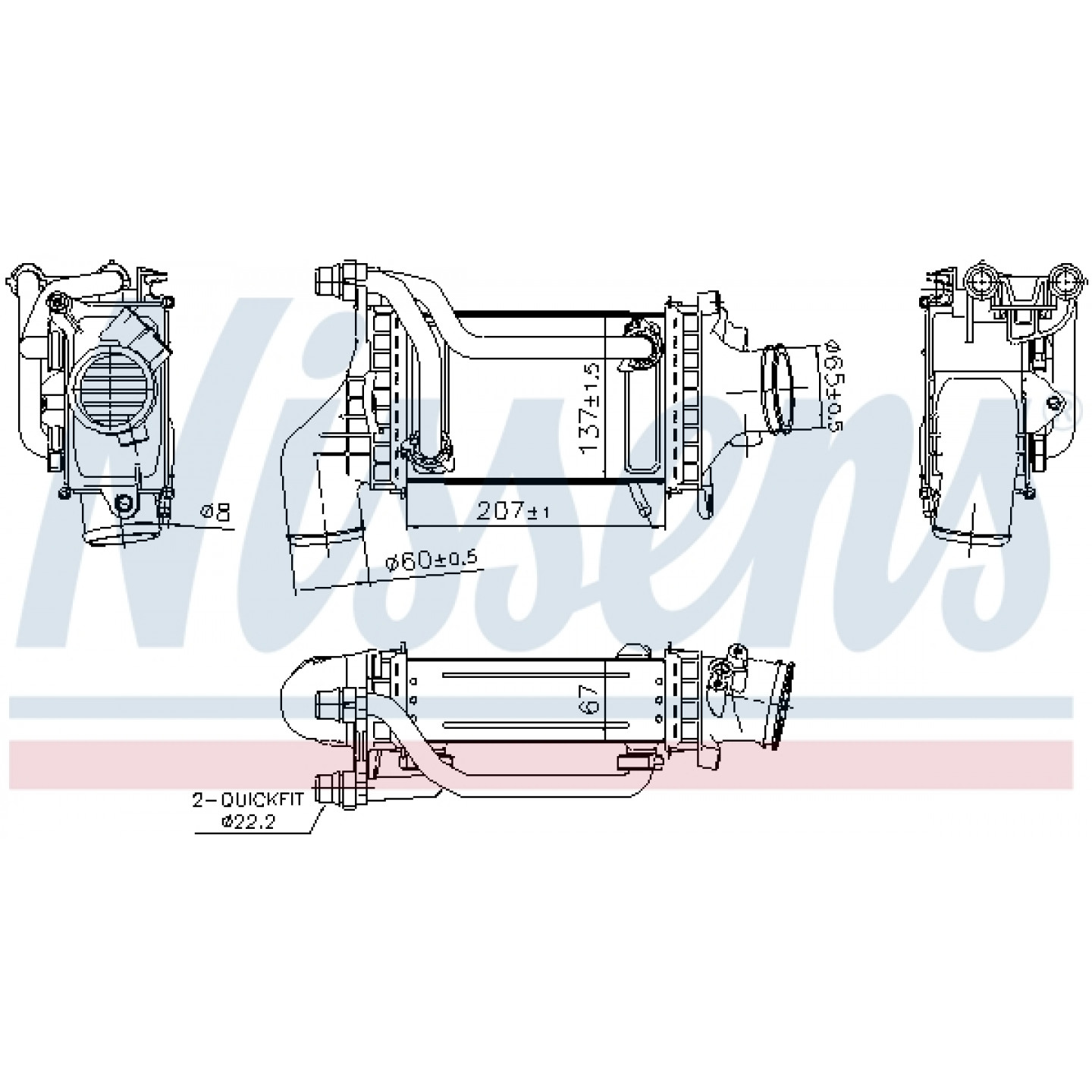Intercooler, inlaatluchtkoeler NISSENS 961455