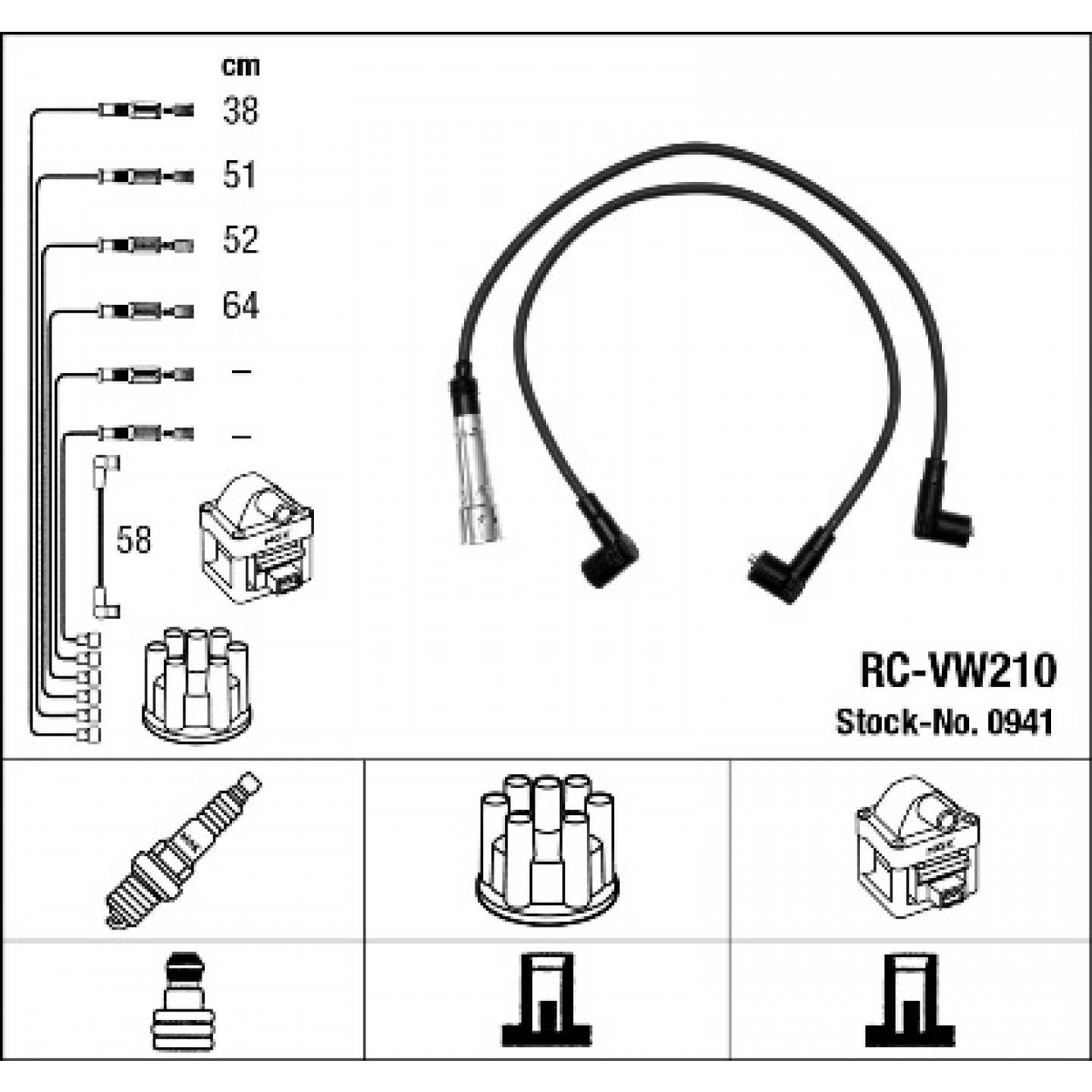 Set di cavi d'accensione NGK 0641 per Ford