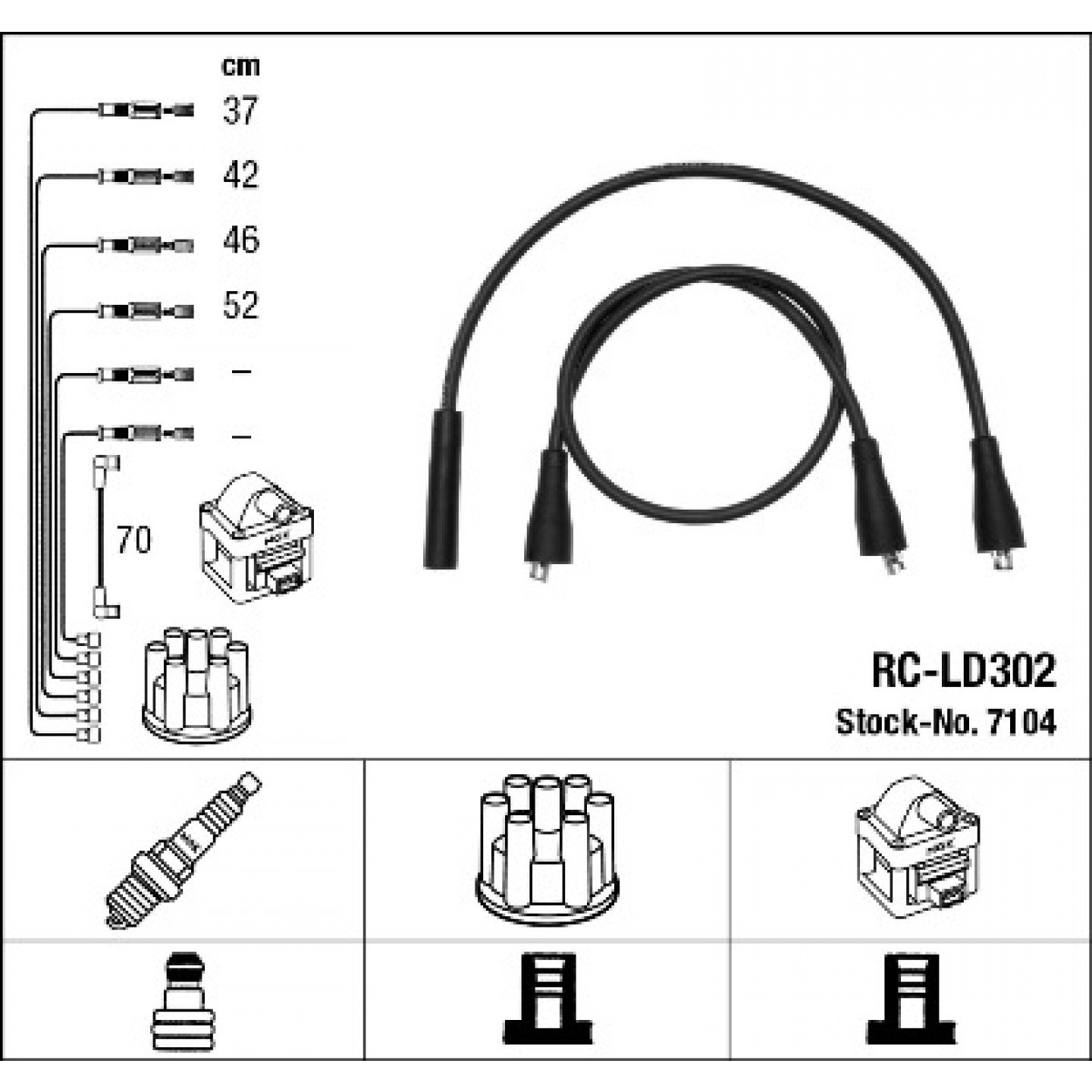 Bougiekabelset NGK 7104