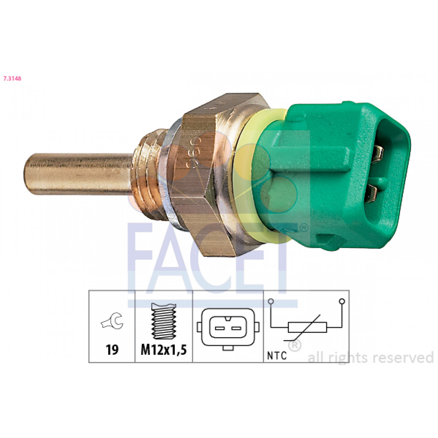 Sensor, coolant temperature FACET 7.3148 - Trodo.com