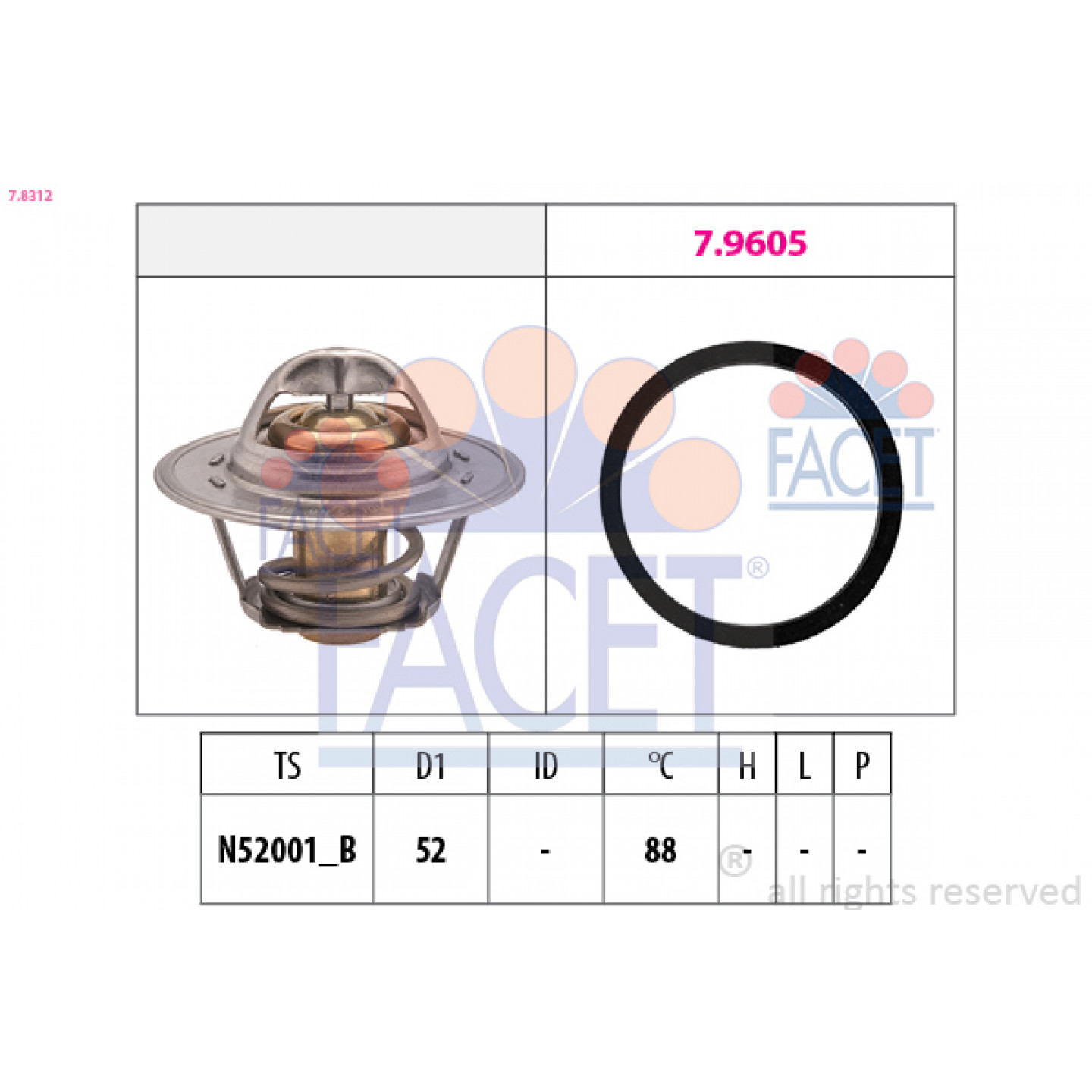 Thermostat, Kühlmittel FACET 7.8312