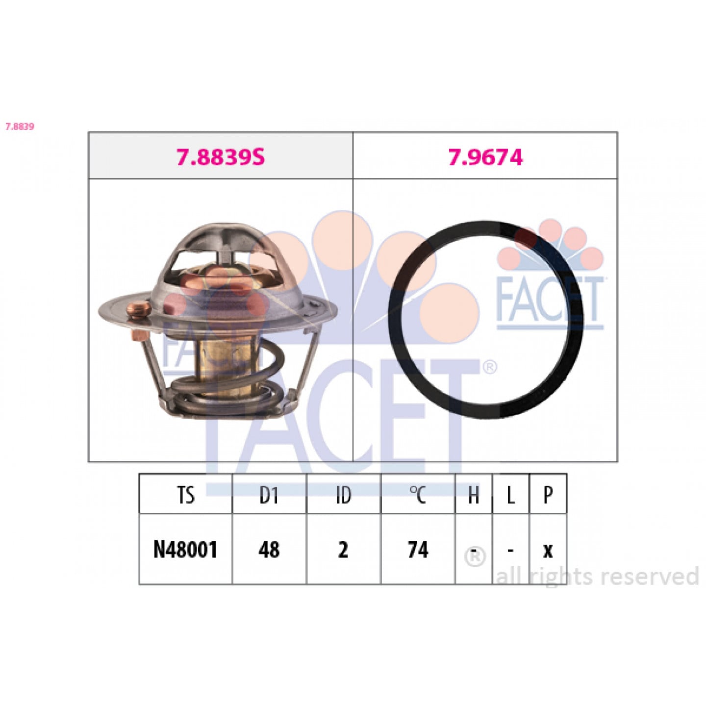 Thermostat, Kühlmittel FACET 7.8839