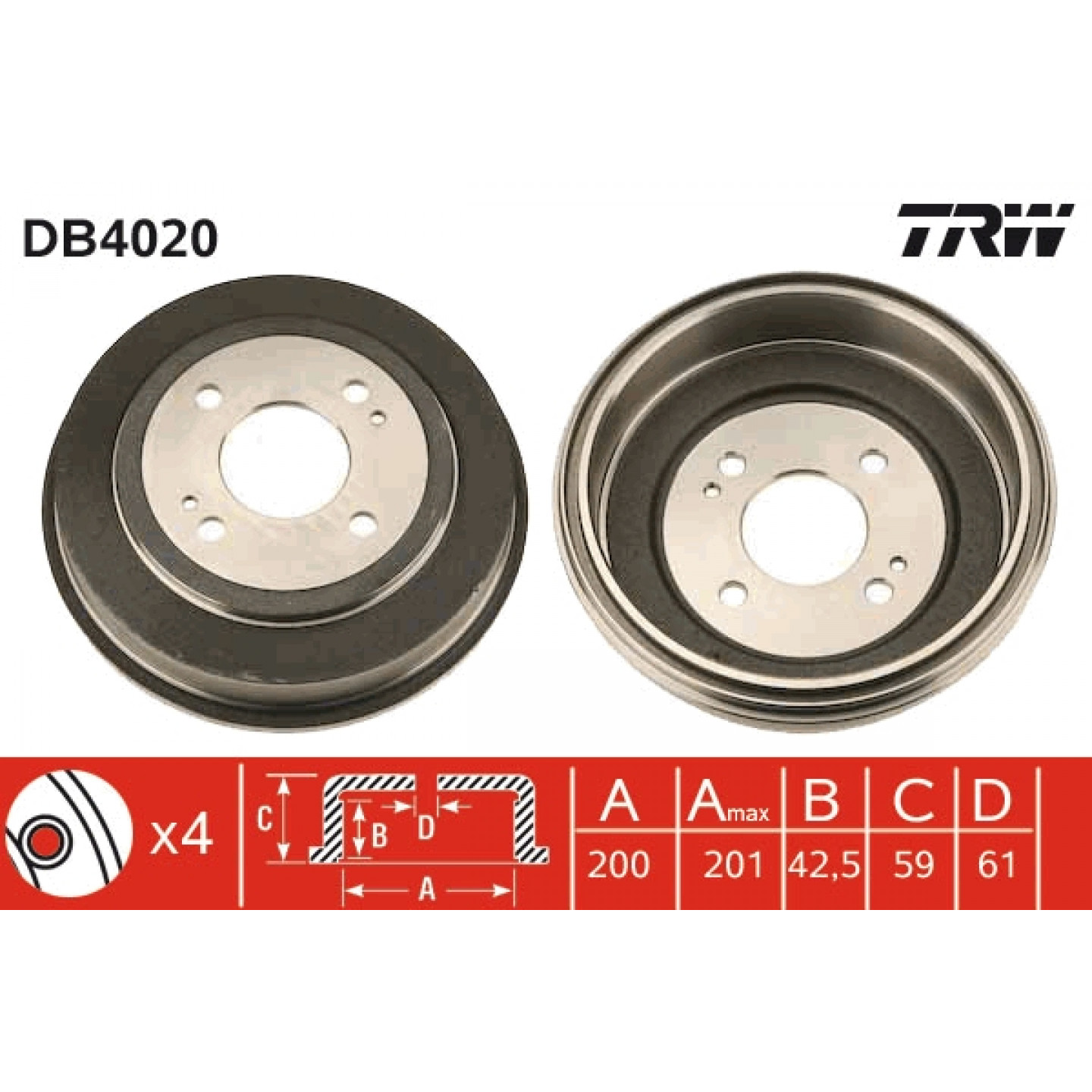 Bęben hamulcowy TRW DB4020