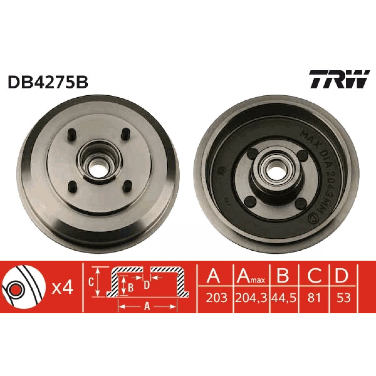 Brzdový buben TRW DB4275B