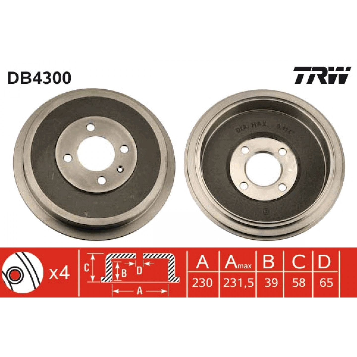 Bremstrommel TRW DB4300