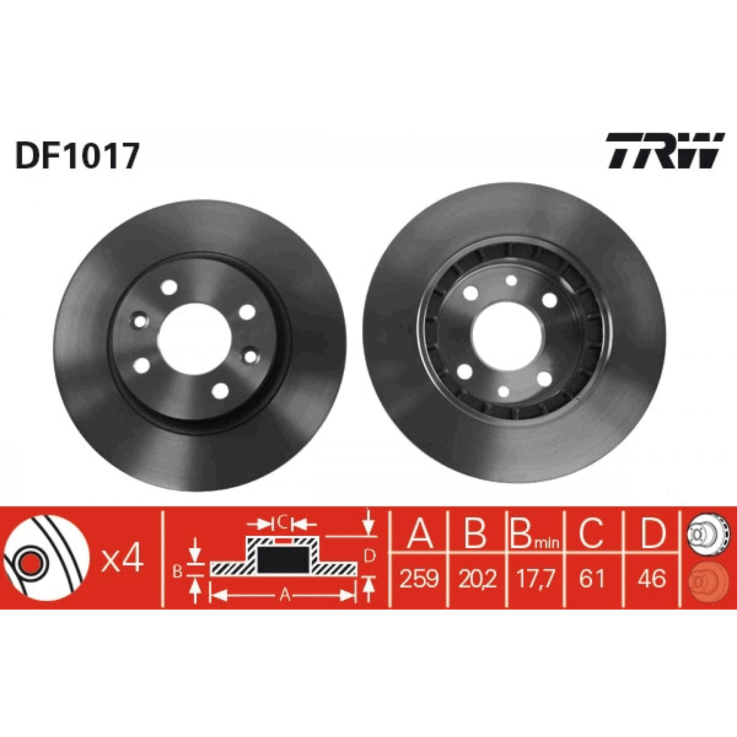 Disque de frein TRW DF1017