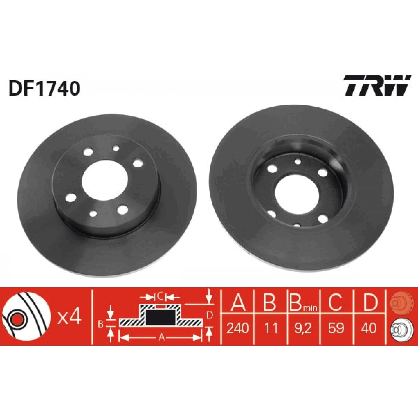 Brzdový kotouč TRW DF1740