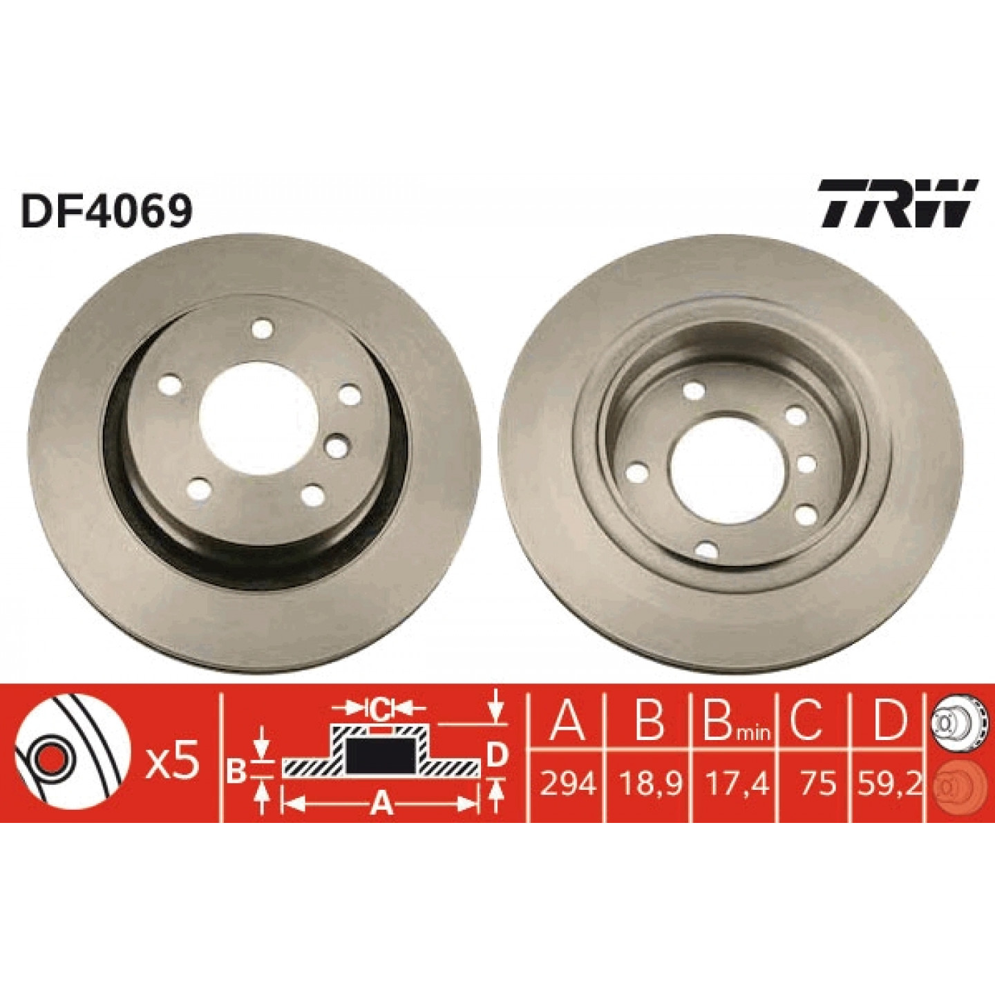 Brzdový kotouč TRW DF4069