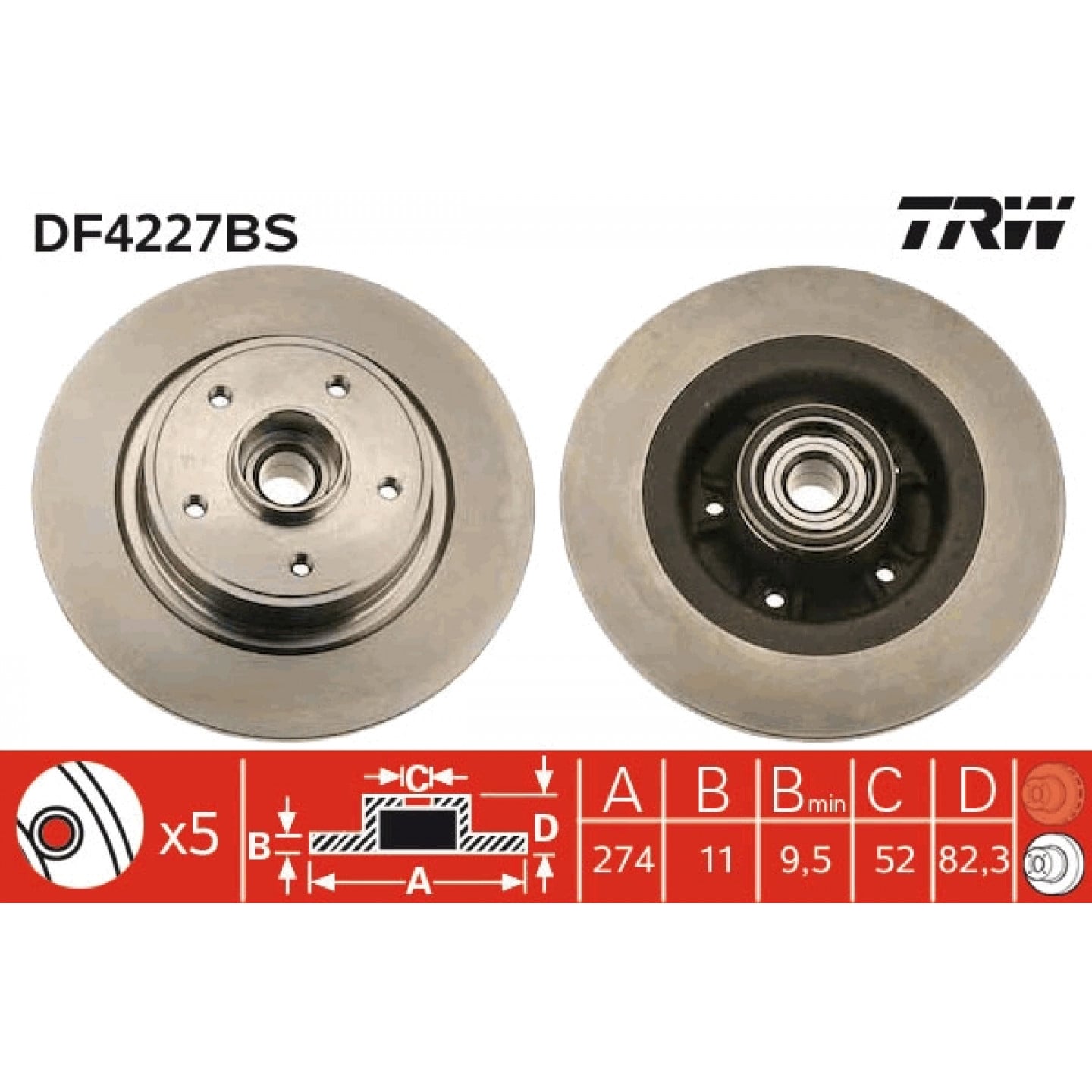 Disque de frein TRW DF4227BS
