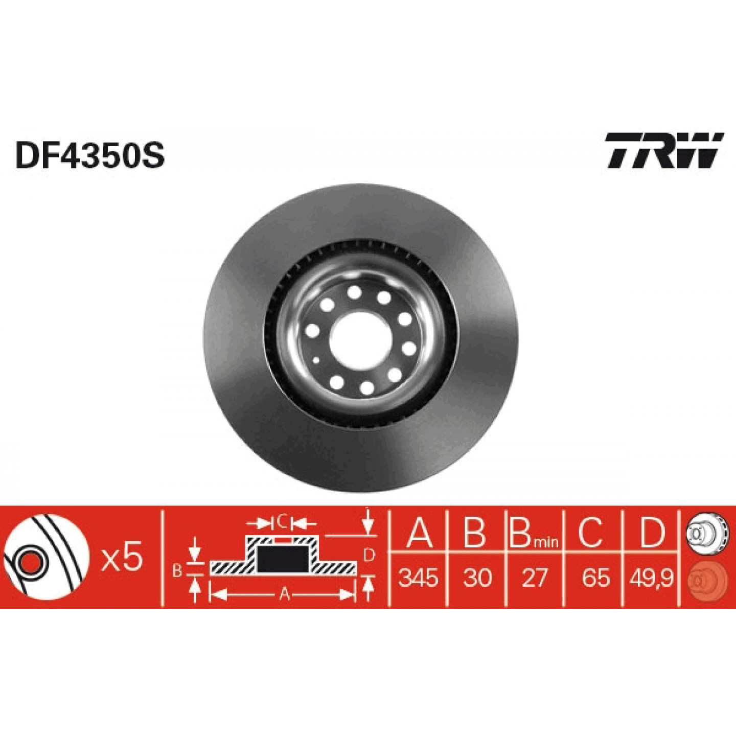 Bremseskive TRW DF4350S
