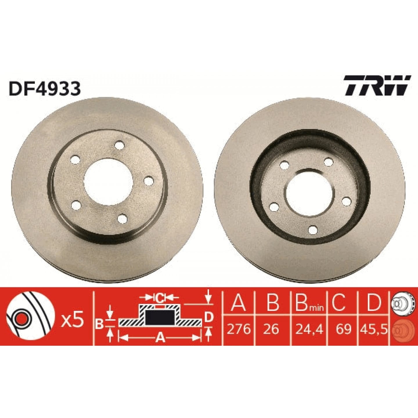 Brzdový kotouč TRW DF4933