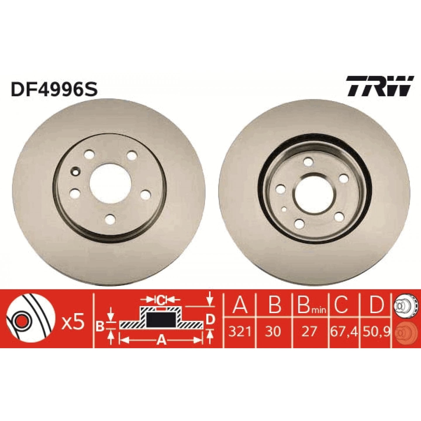 Brzdový kotouč TRW DF4996S