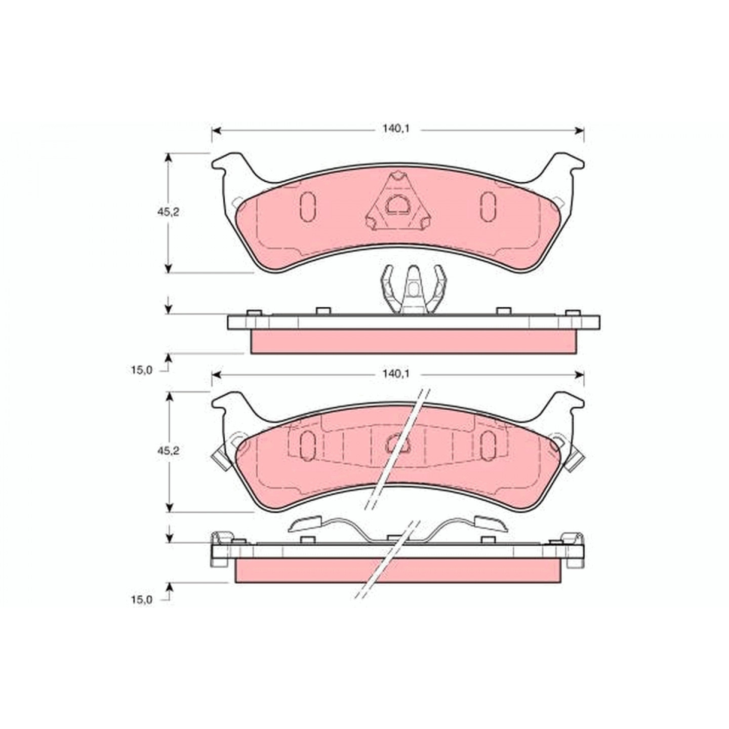 Kit de plaquettes de frein, frein à disque TRW GDB1238