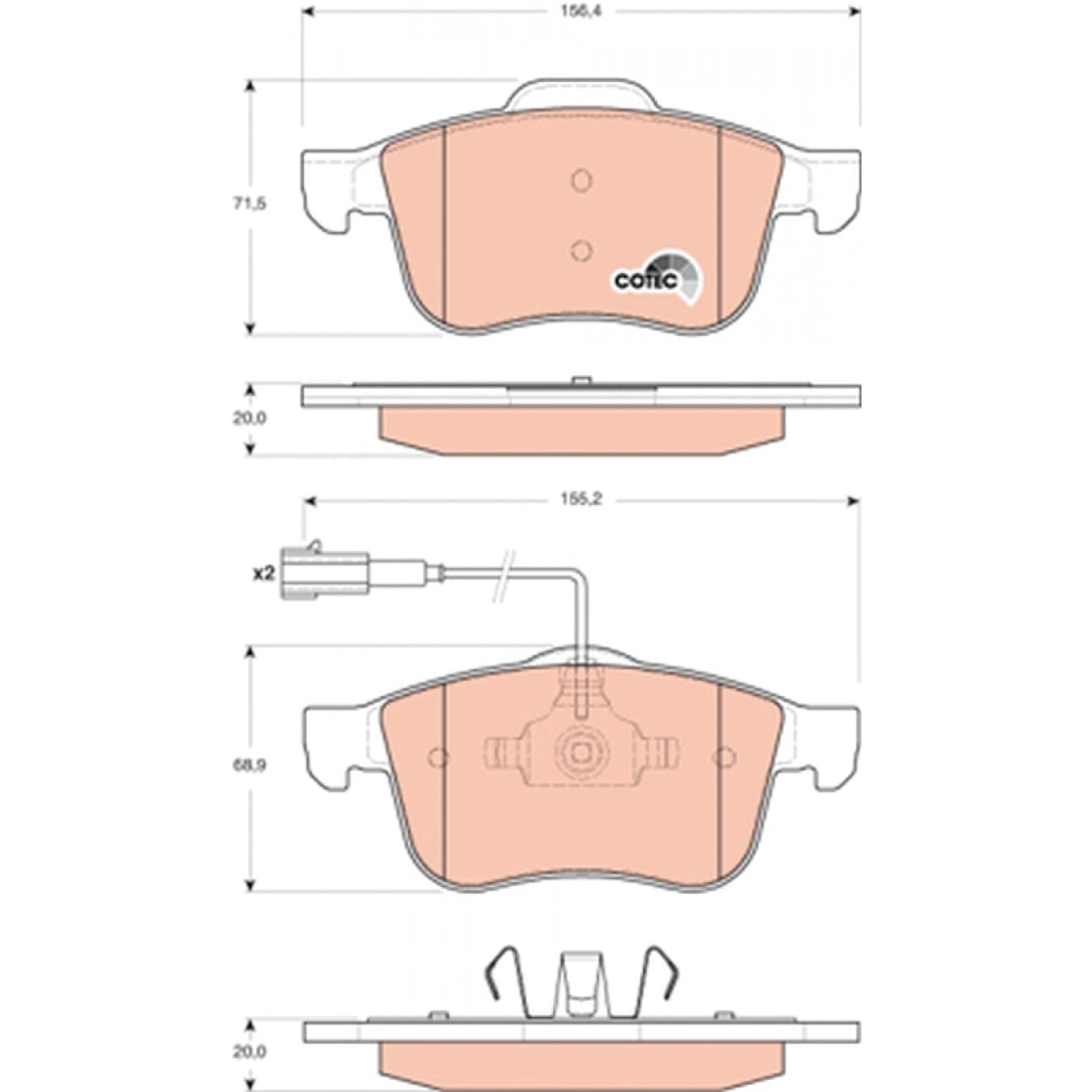 Kit de plaquettes de frein, frein à disque TRW GDB1647