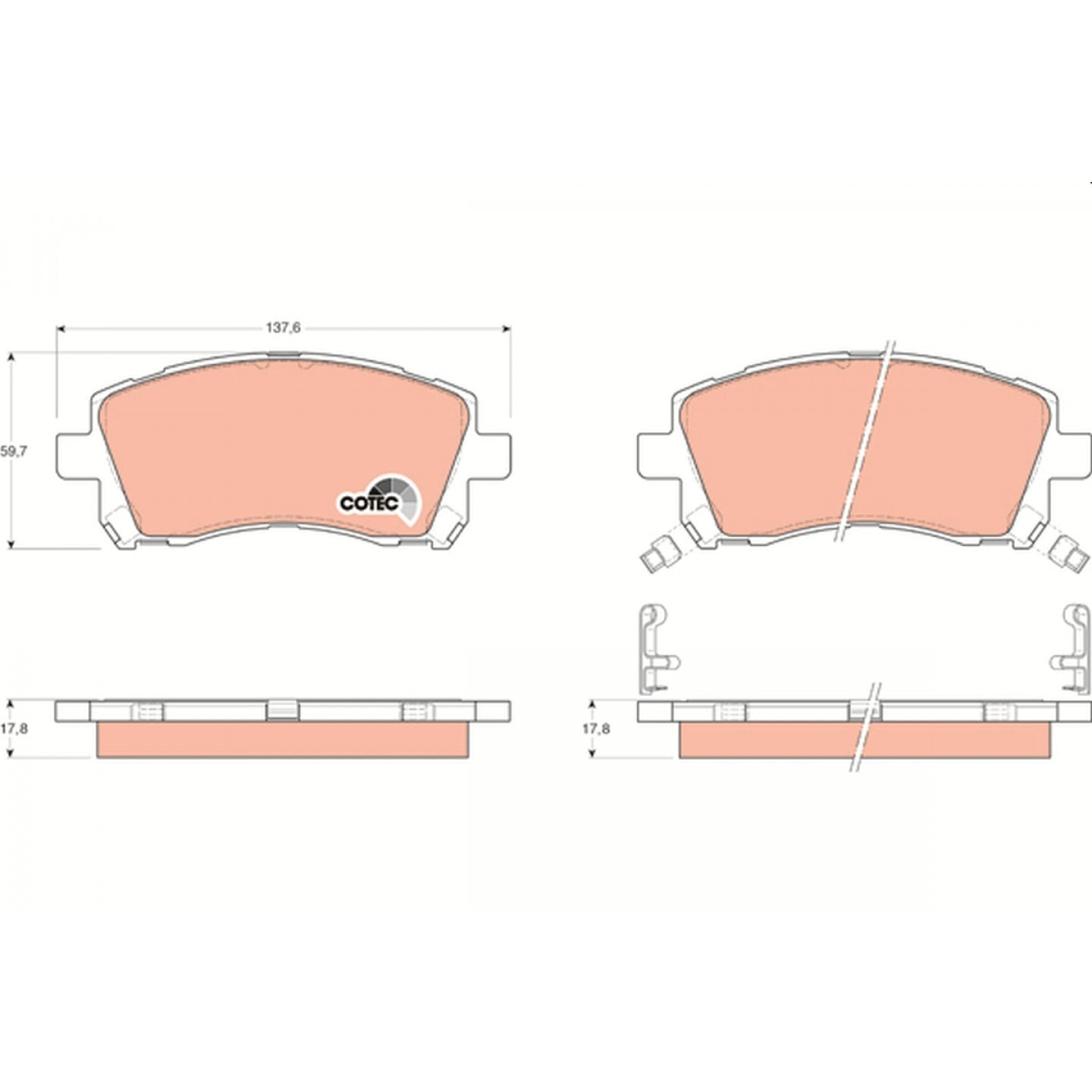 Kit de plaquettes de frein, frein à disque TRW GDB3217