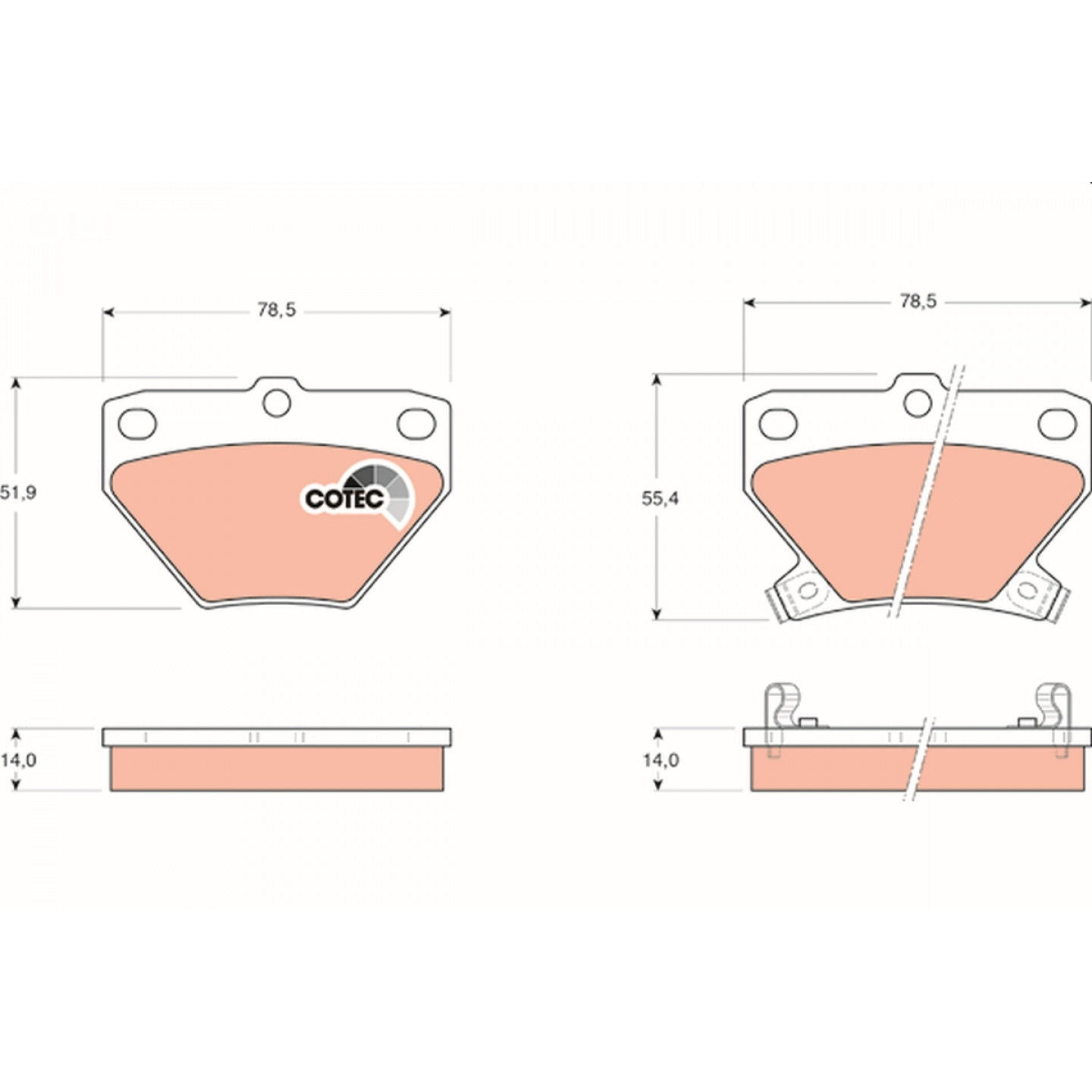 TRW COTEC GDB3243 Kit Pastiglie Freno, Freno a Disco