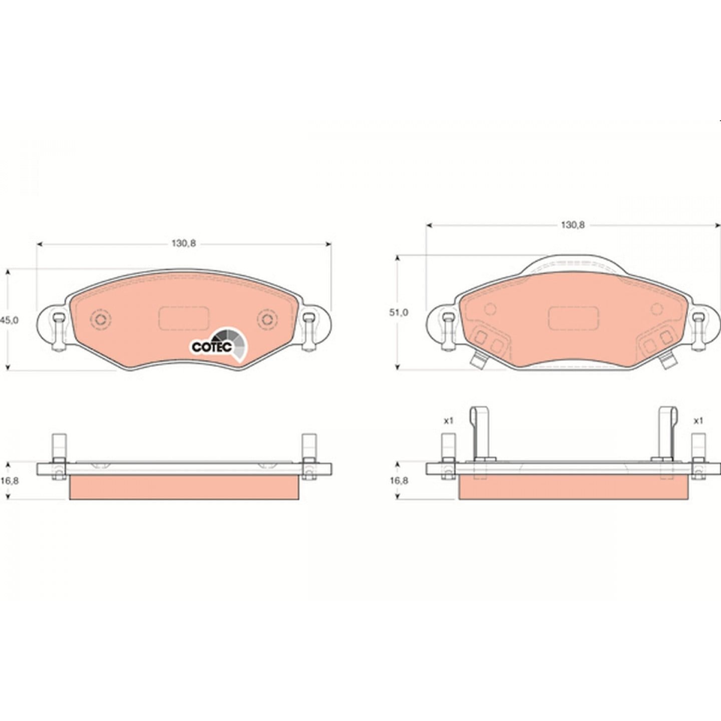 Kit de plaquettes de frein, frein à disque TRW GDB3324