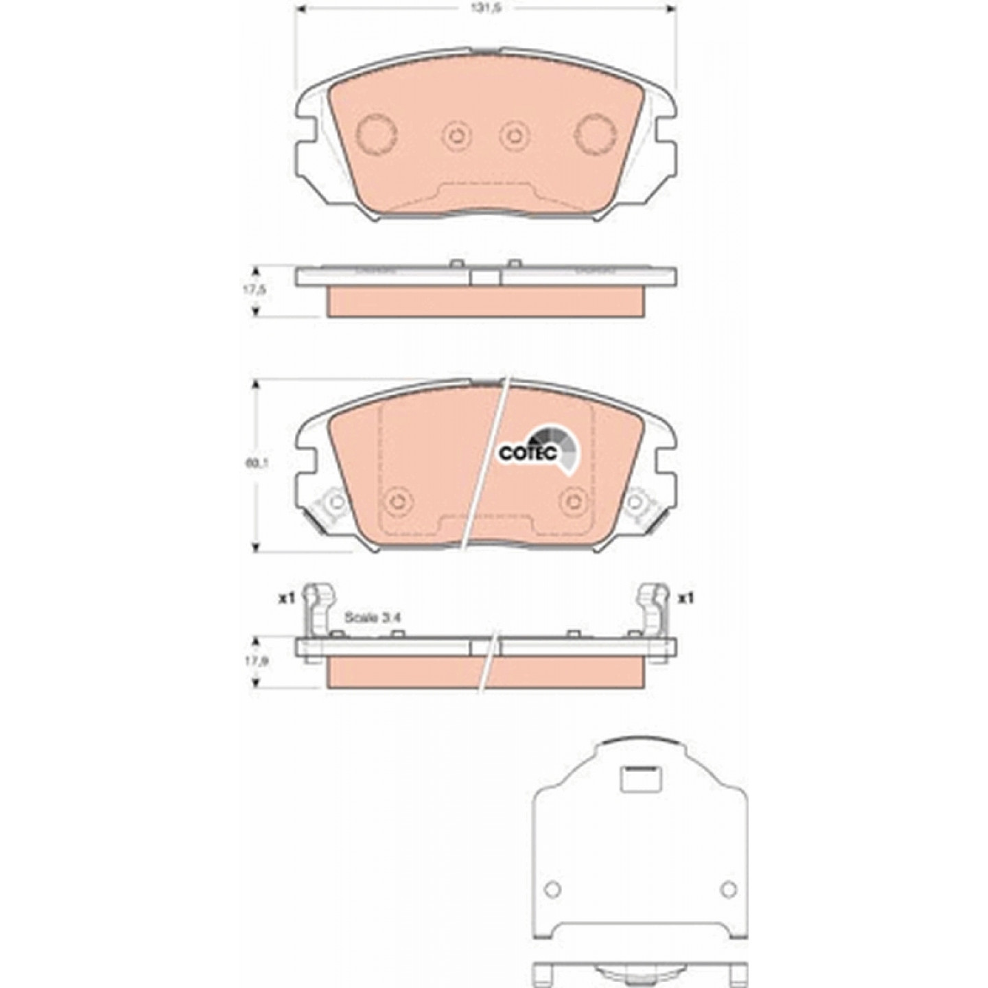 Kit de plaquettes de frein, frein à disque TRW GDB3409