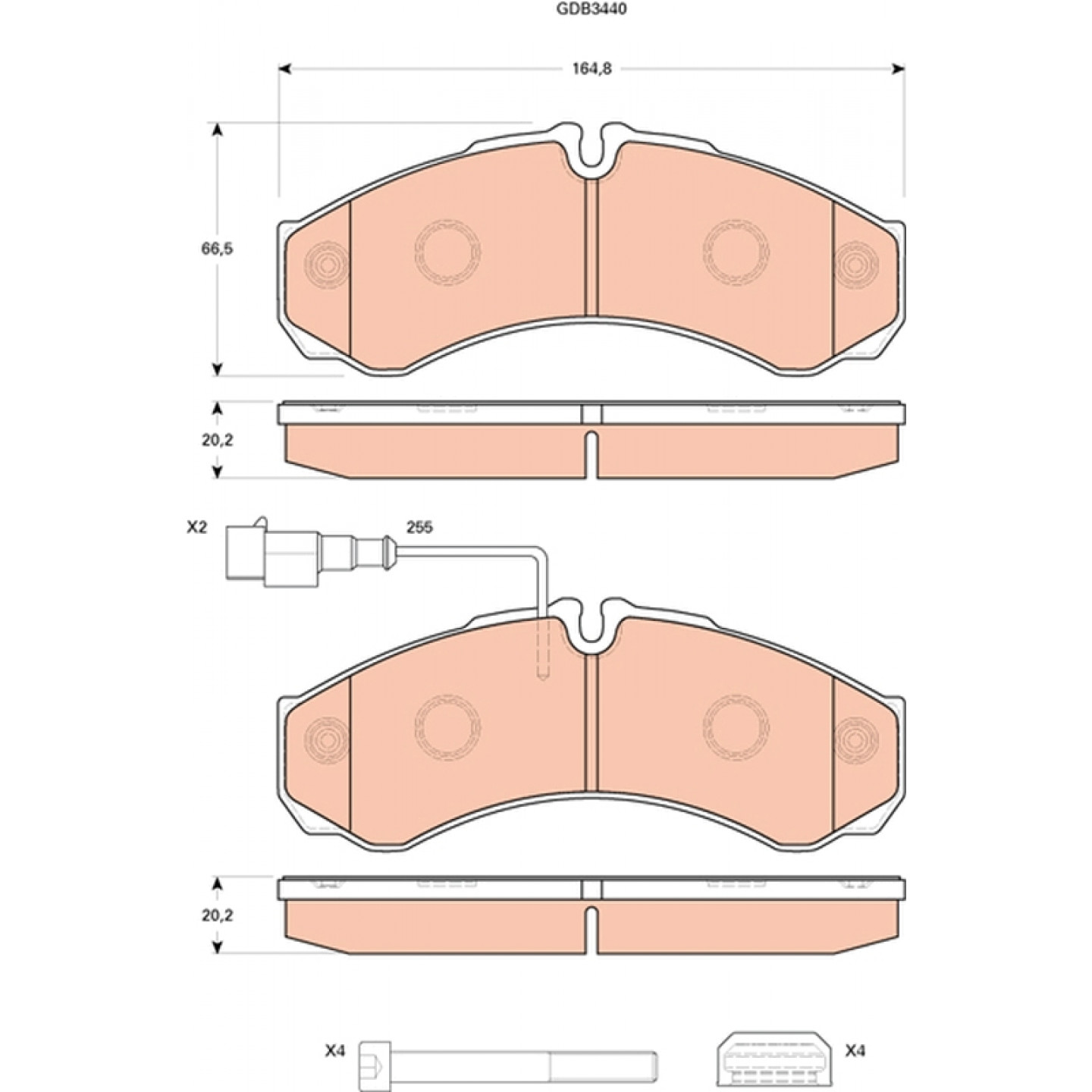 Kit de plaquettes de frein, frein à disque TRW GDB3440