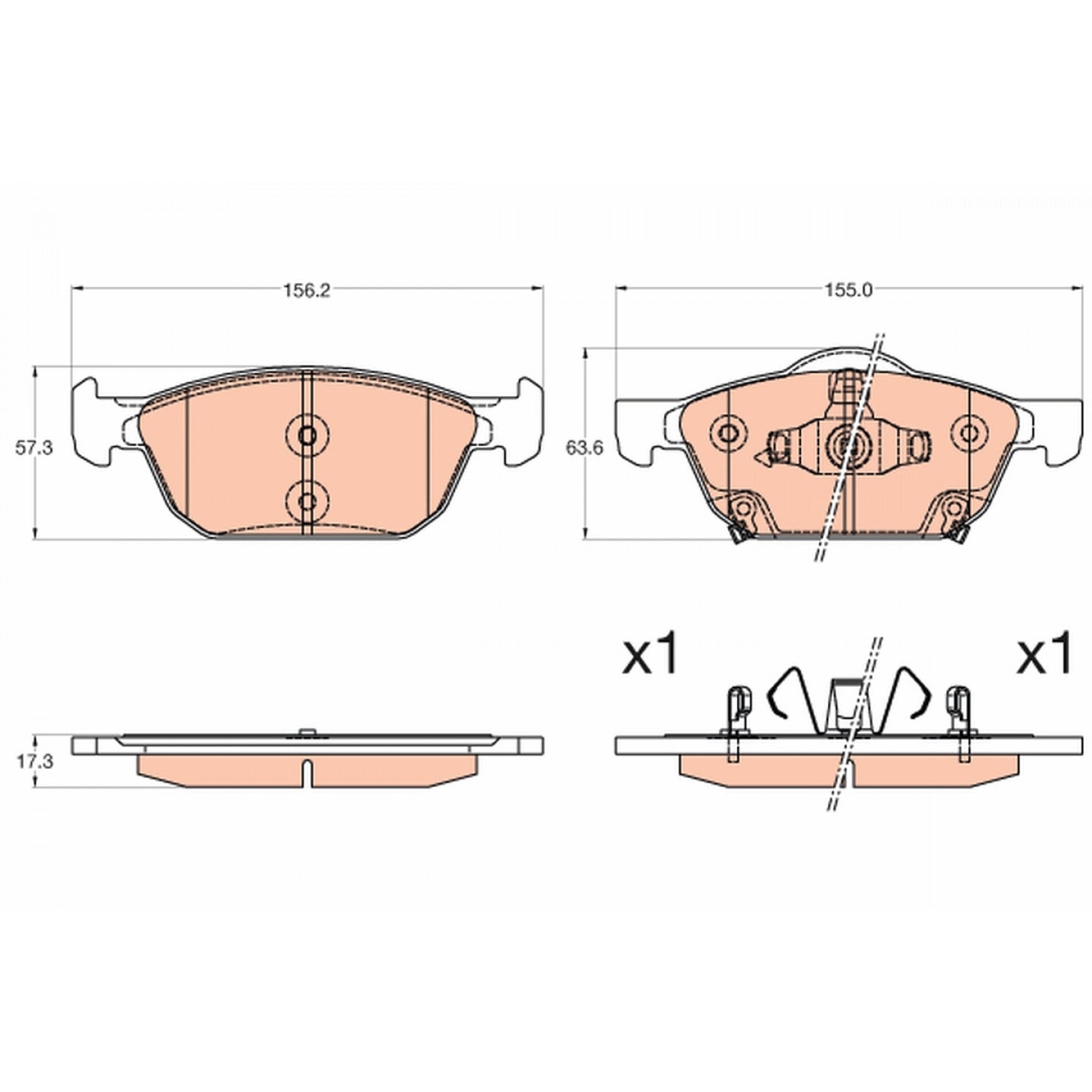 Kit de plaquettes de frein, frein à disque TRW GDB3600