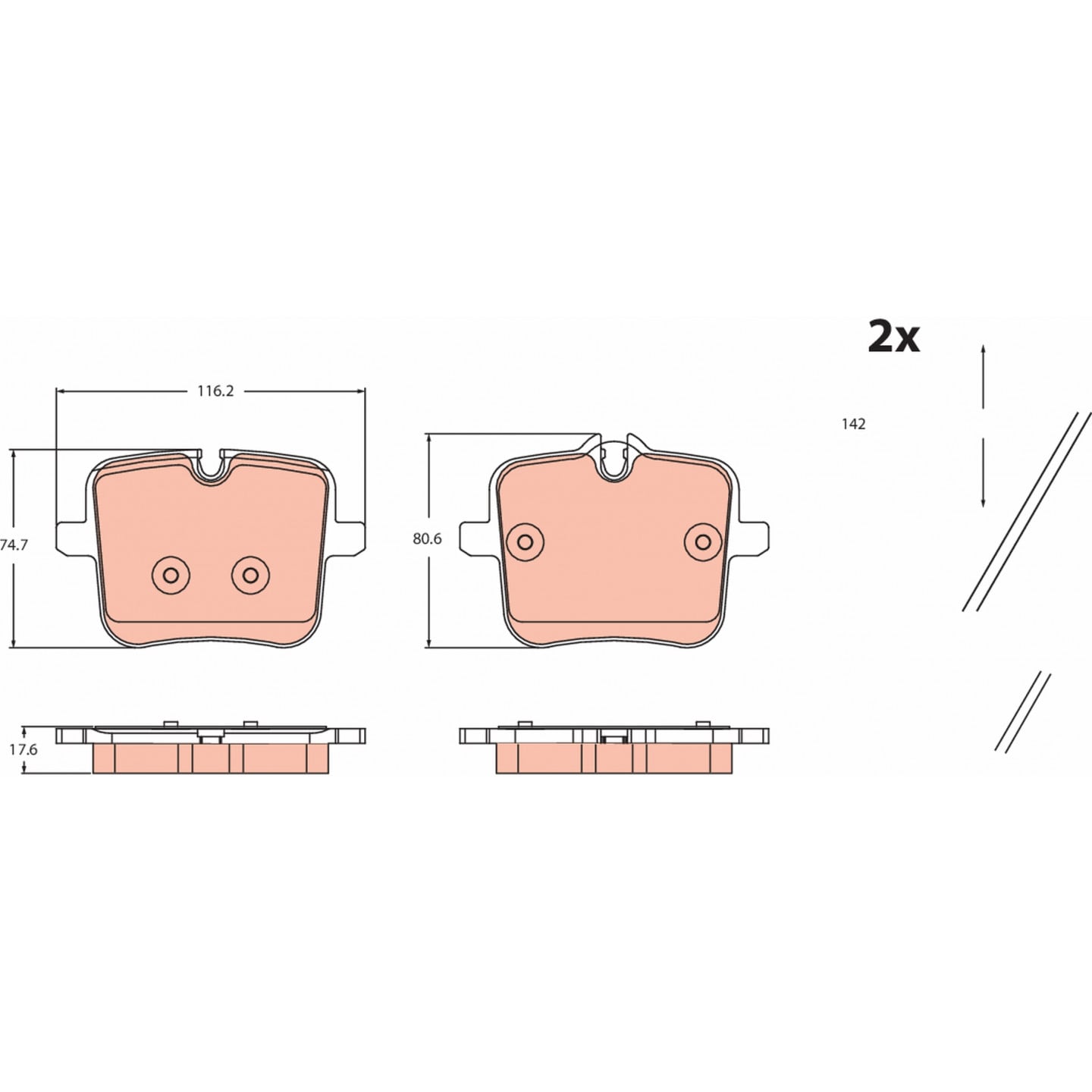 Kit de plaquettes de frein, frein à disque TRW GDB2519