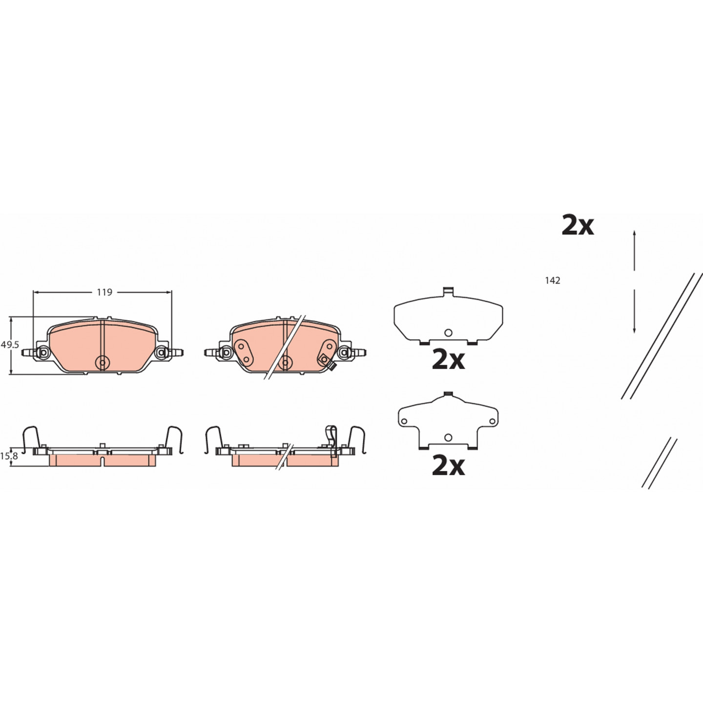 Kit de plaquettes de frein, frein à disque TRW GDB2513