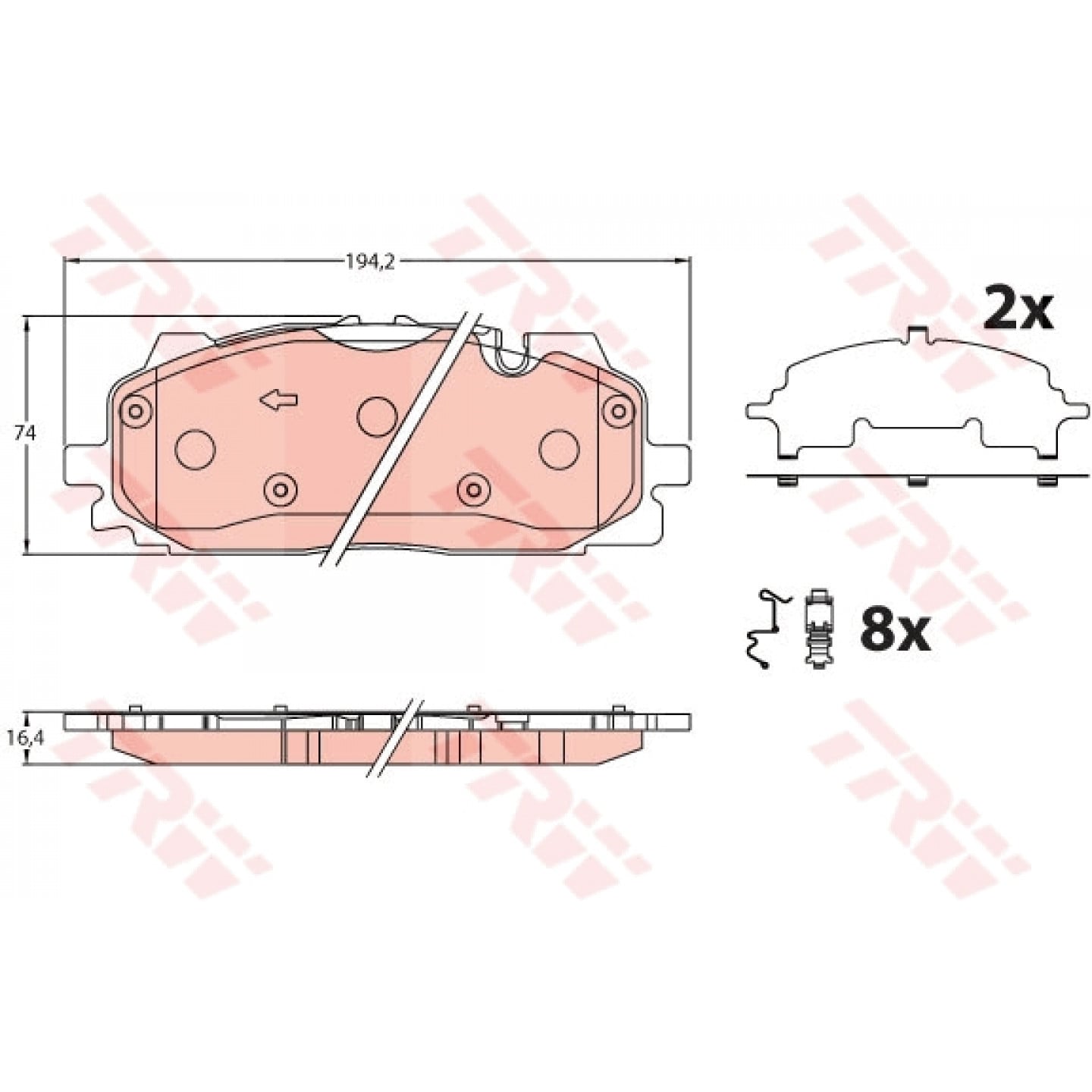Kit de plaquettes de frein, frein à disque TRW GDB2190