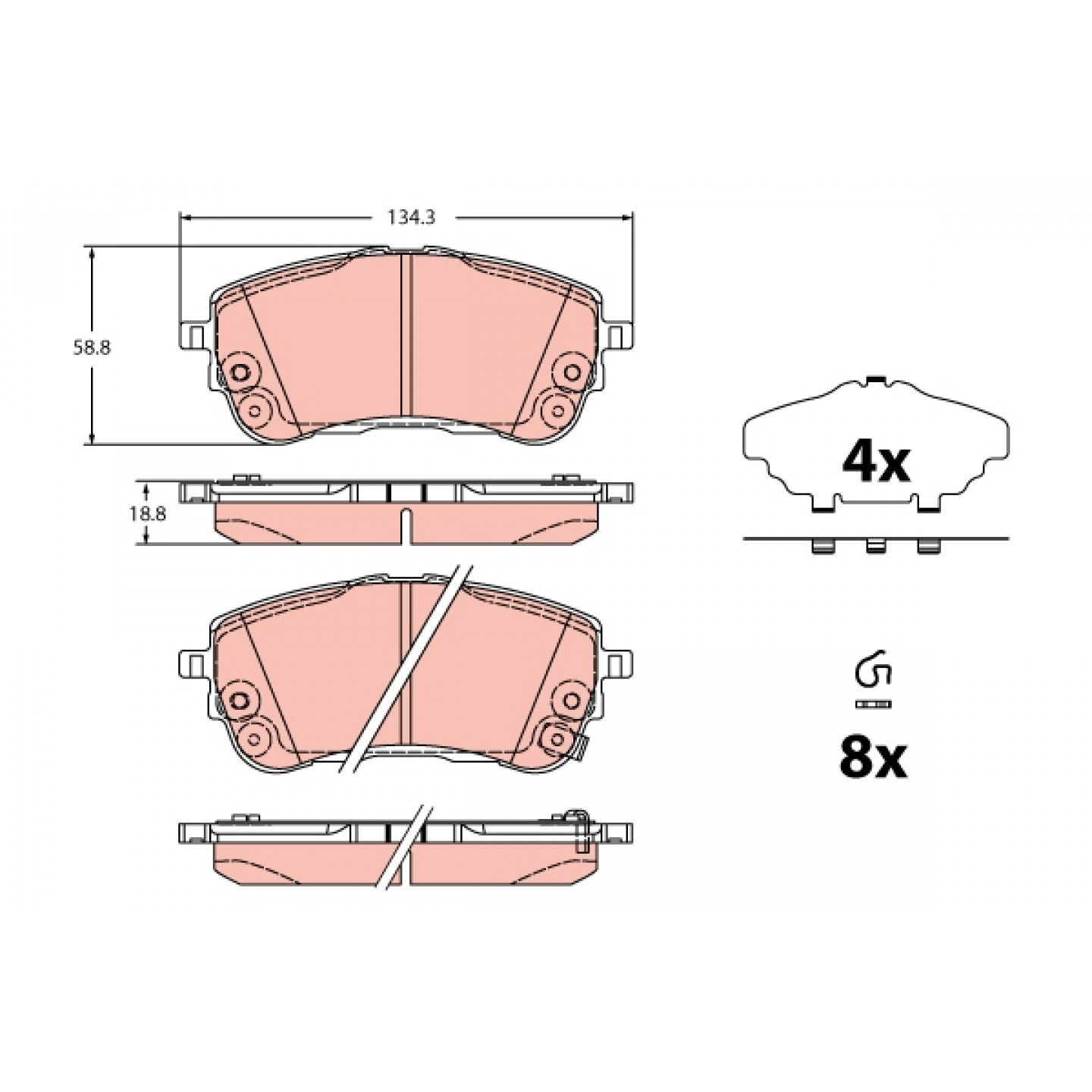 Kit de plaquettes de frein, frein à disque TRW GDB2345