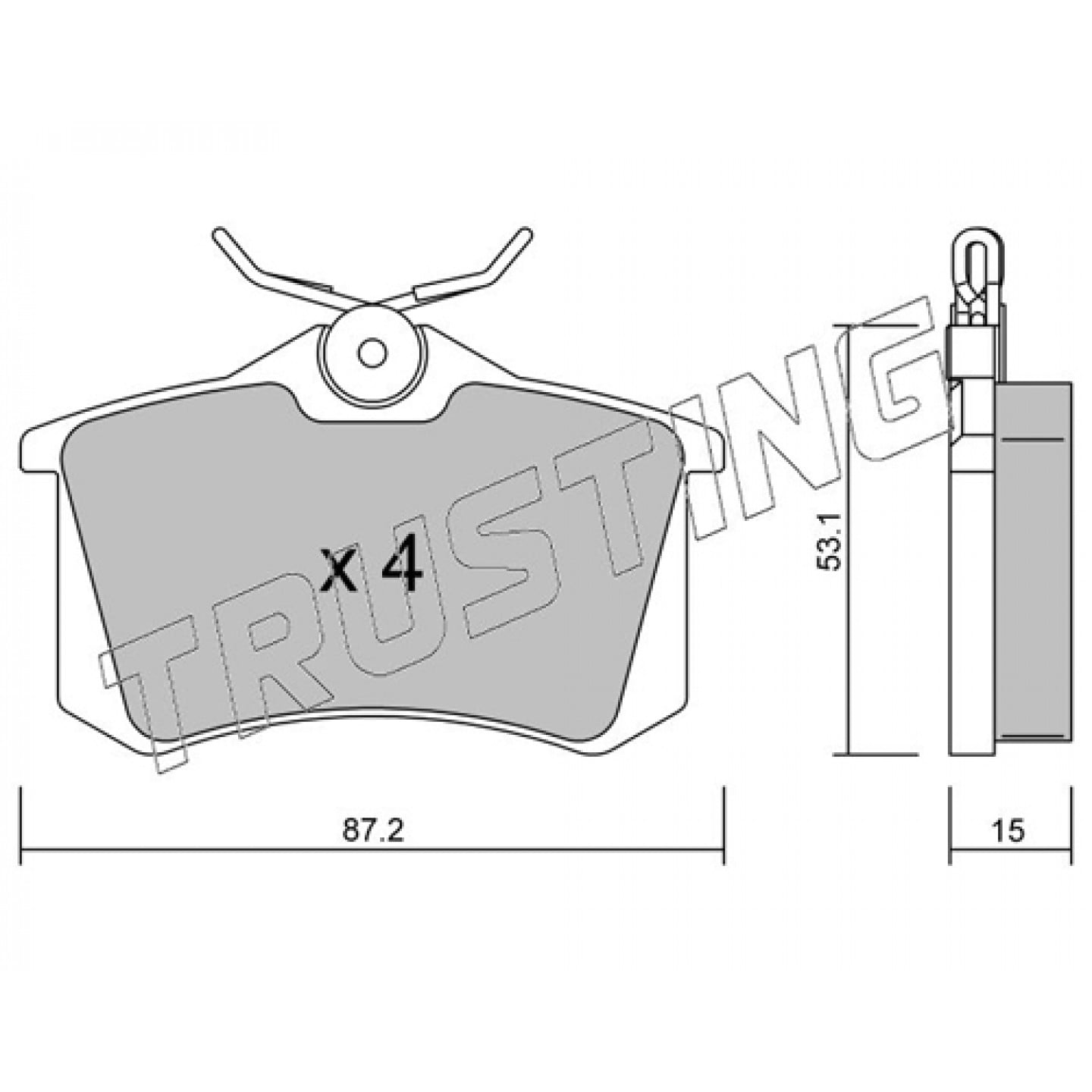 Kit de plaquettes de frein, frein à disque TRUSTING 102.0