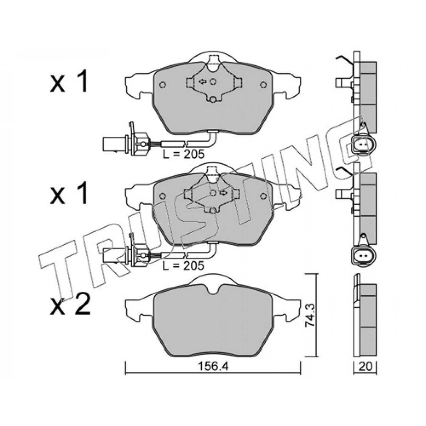Kit de plaquettes de frein, frein à disque TRUSTING 323.0