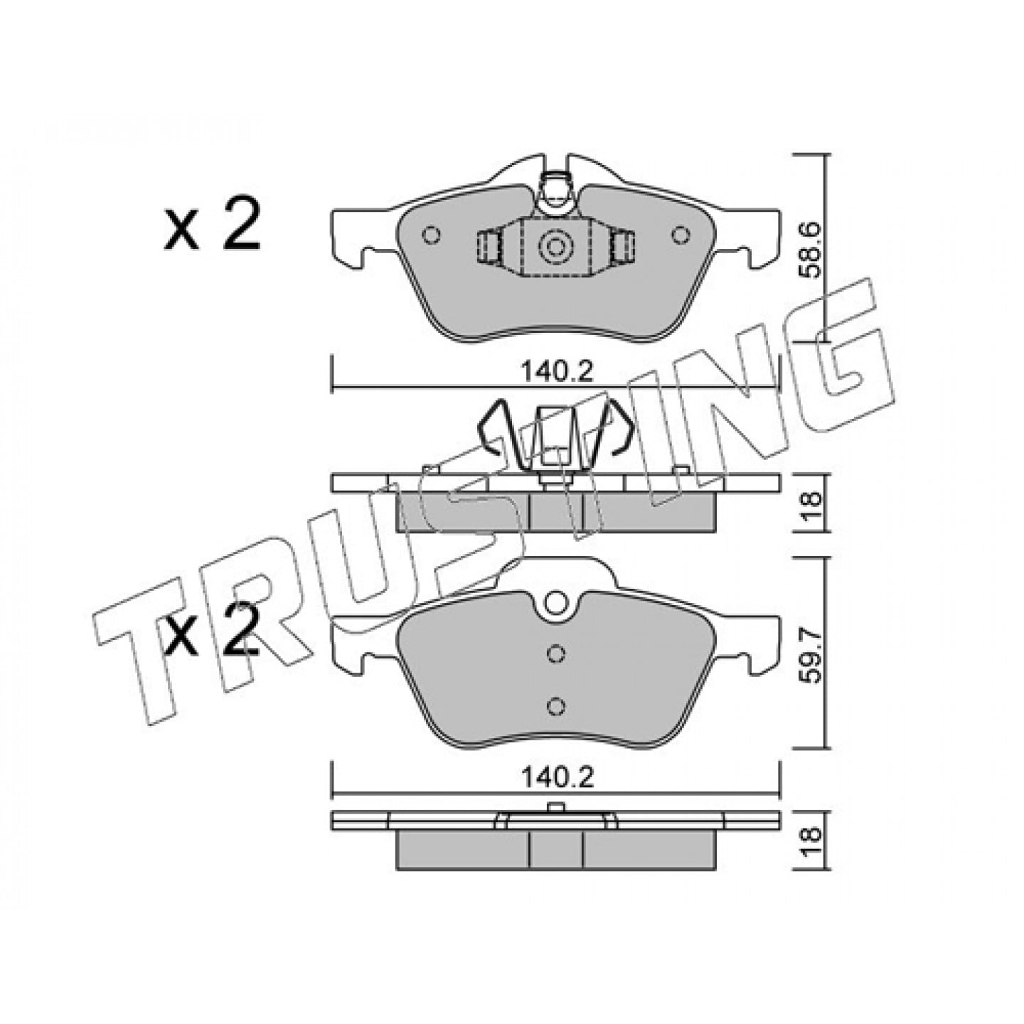 Kit de plaquettes de frein, frein à disque TRUSTING 571.0