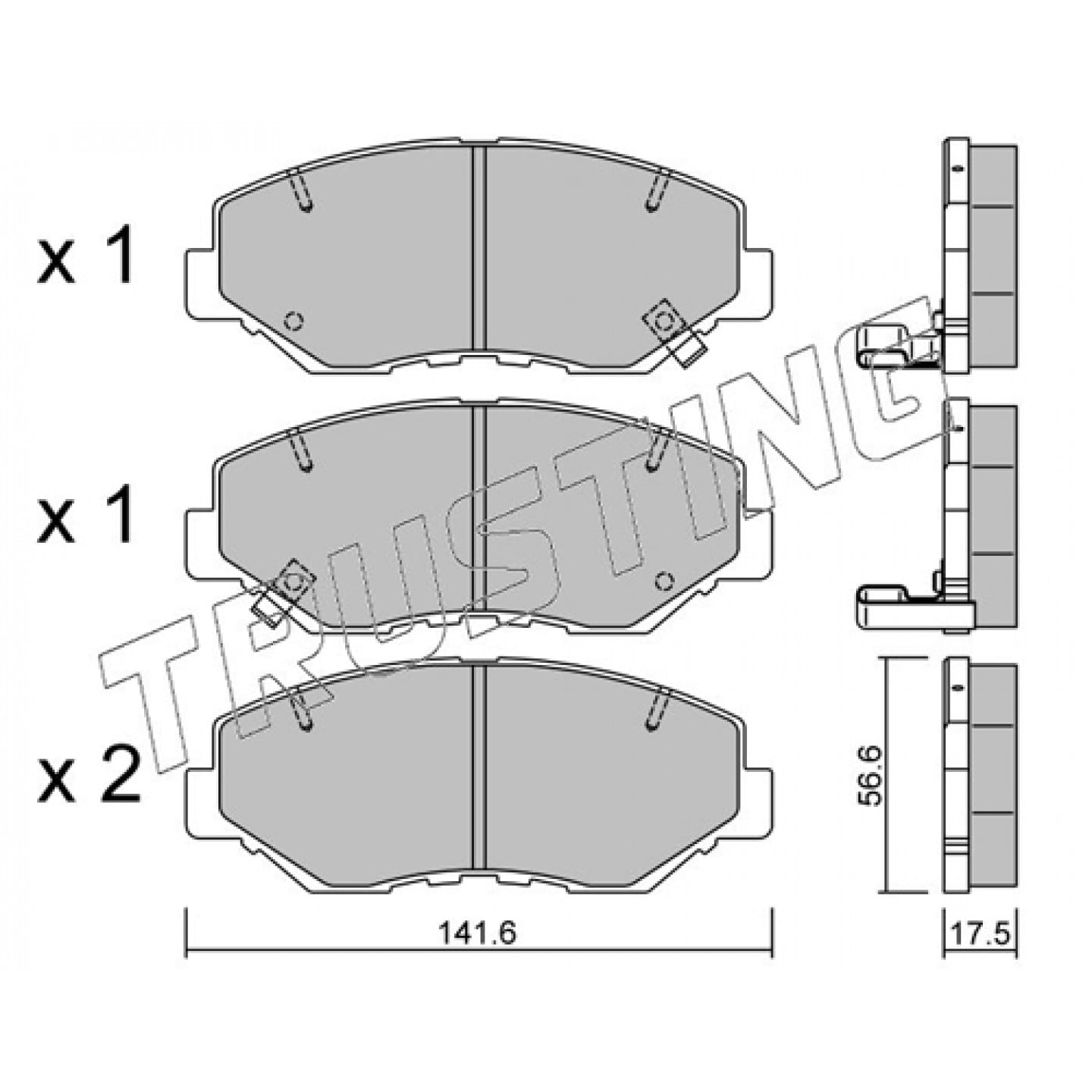 Kit de plaquettes de frein, frein à disque TRUSTING 622.0