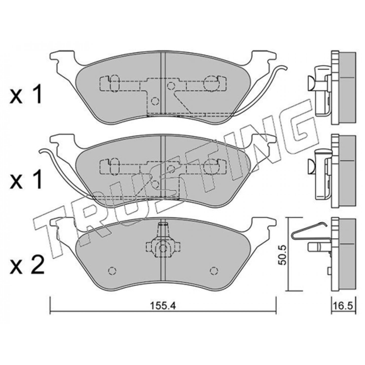 Kit de plaquettes de frein, frein à disque TRUSTING 641.0