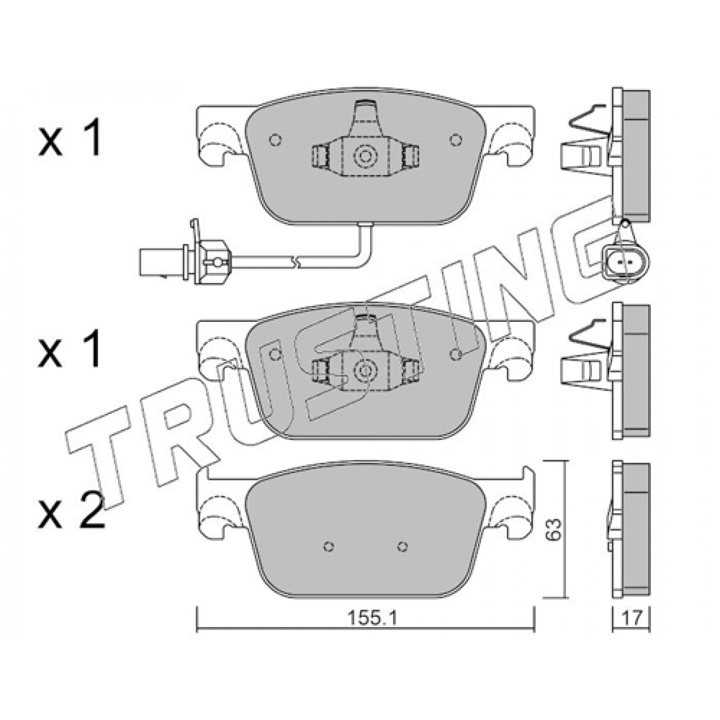 Kit pastiglie freno, Freno a disco TRUSTING 1125.0