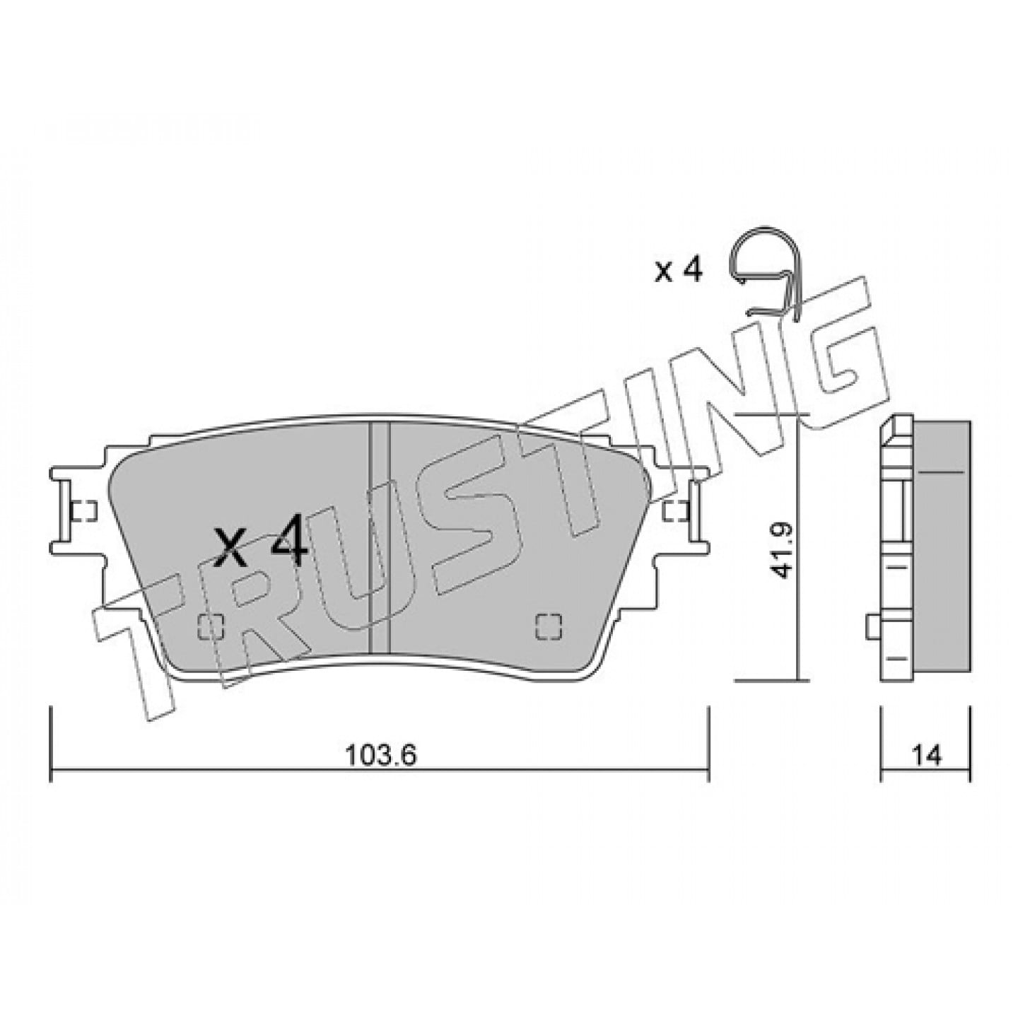 Kit de plaquettes de frein, frein à disque TRUSTING 1160.0