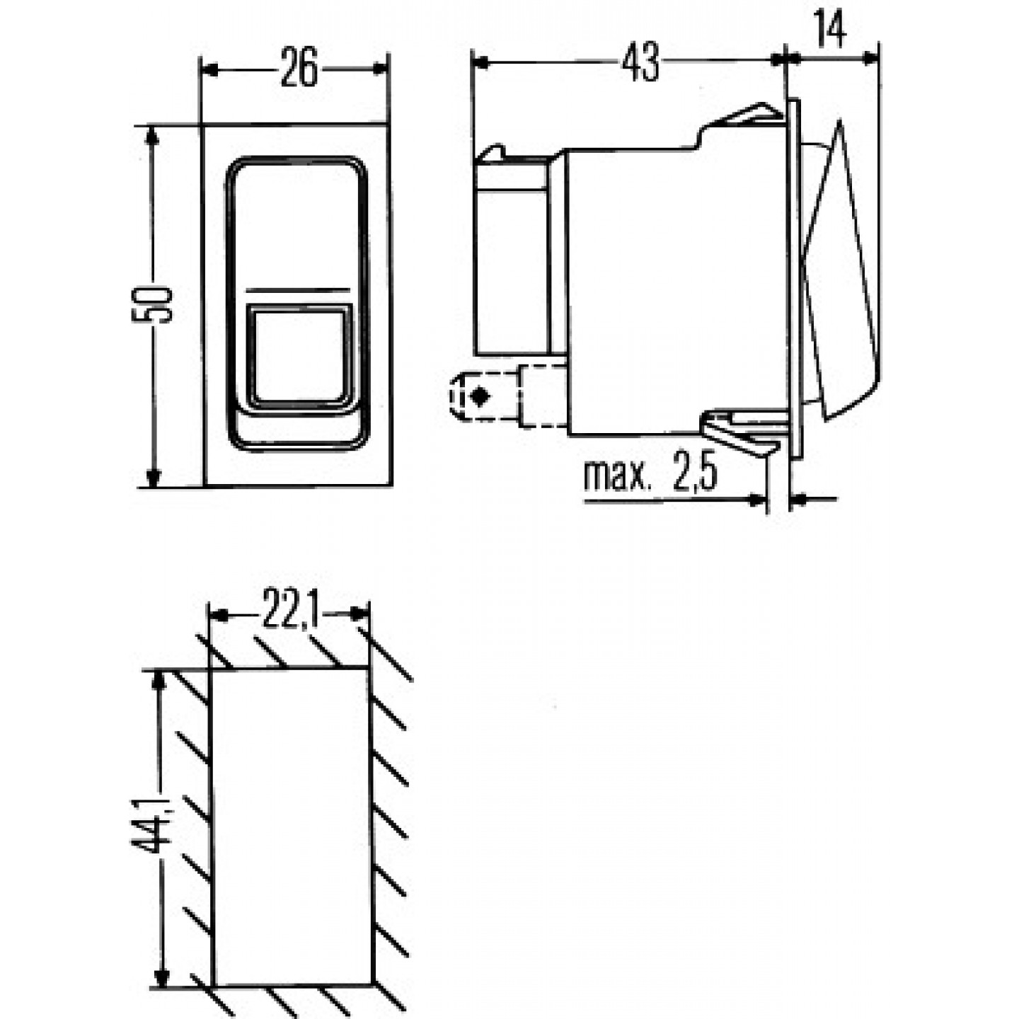 Interruttore HELLA 6GM 007 832-241, I-0-II, 5 Poli, Per Veicoli